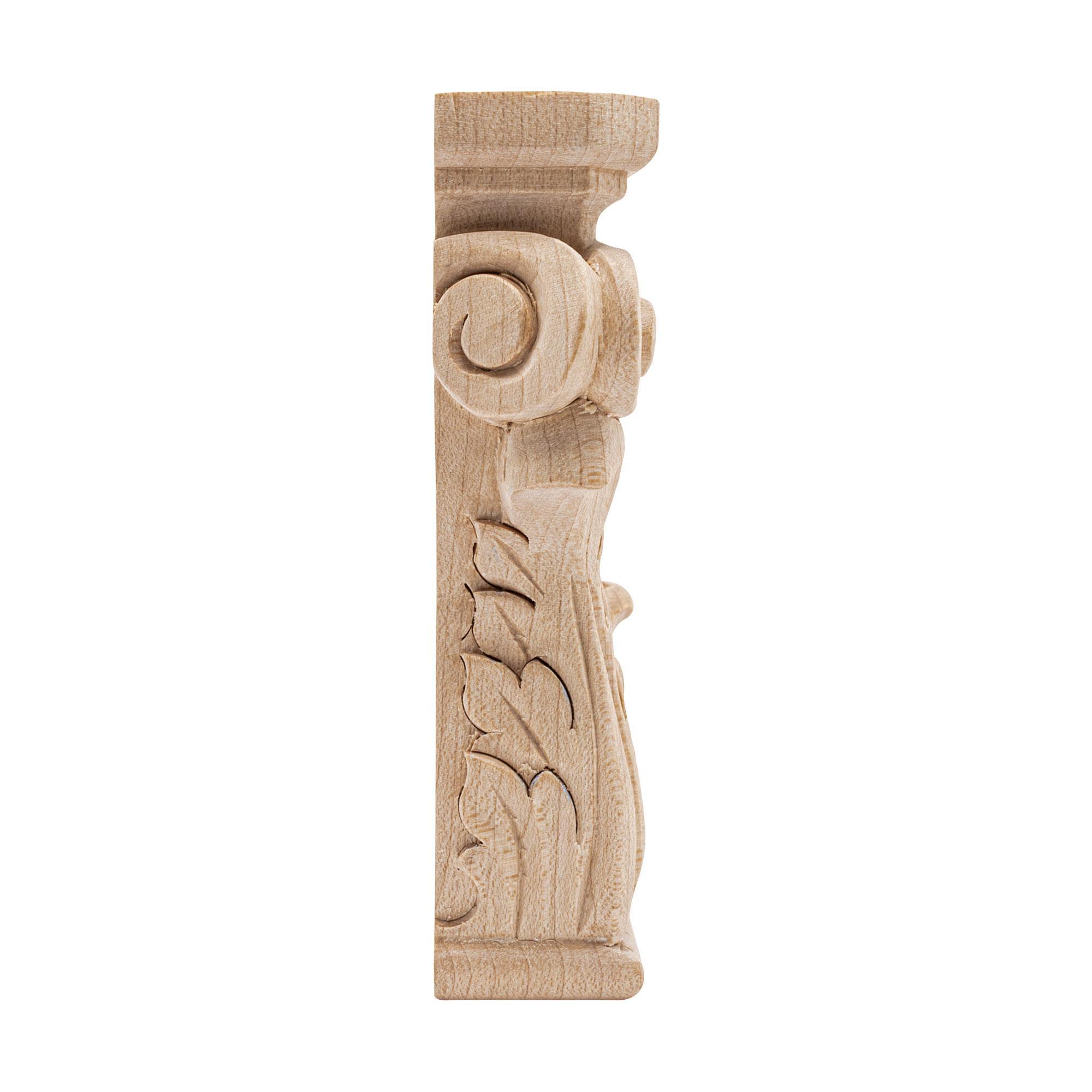 Architectural Products by Outwater L.L.C. 4 in x 3-7/8 in x 1 in Unfinished Acanthus Wood Onlay Capital Wood Applique