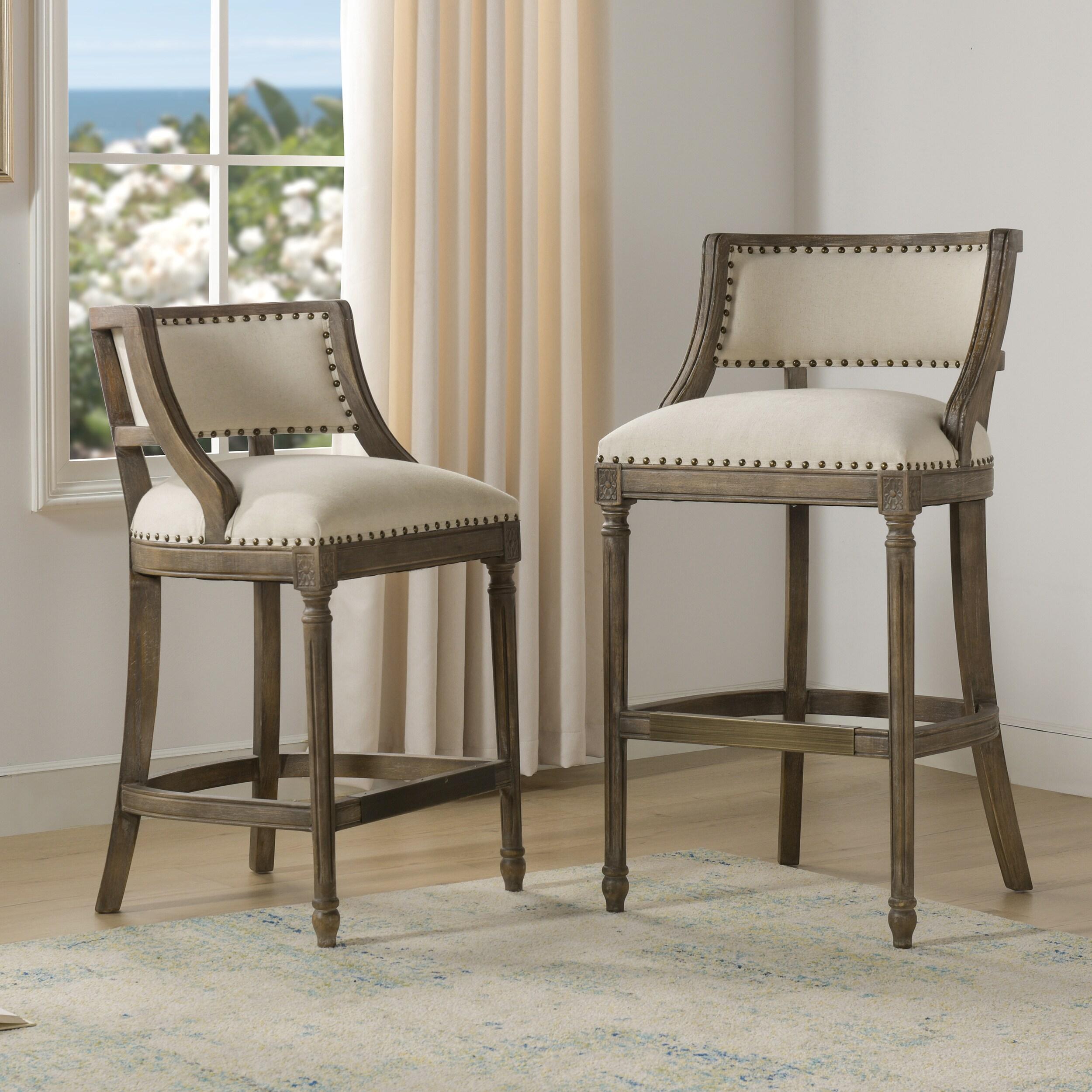 Jennifer Taylor Home Paris 26.5" Farmhouse Counter Height Bar Stool Light Beige