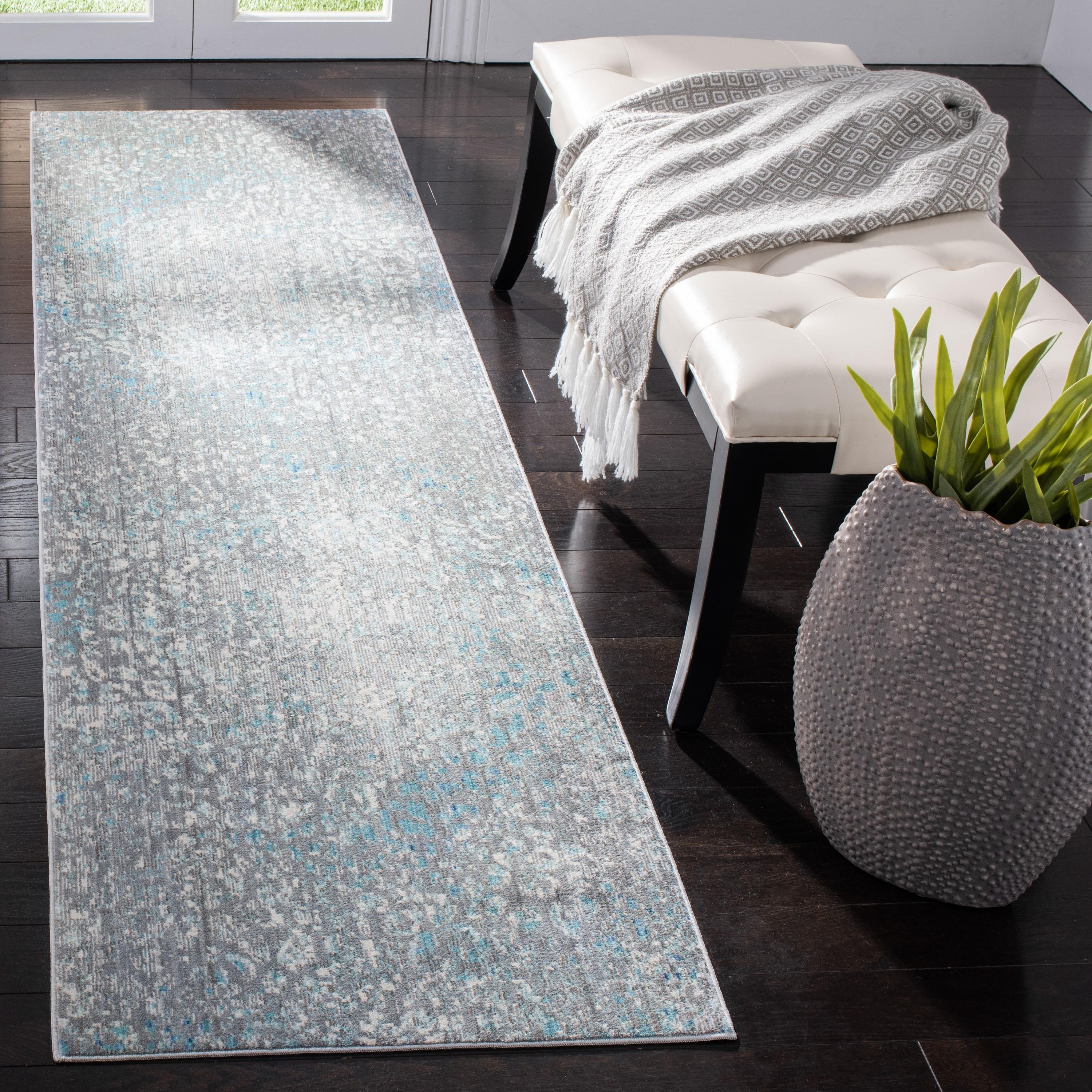 Dream DRM412 Power Loomed Indoor Runner - Blue/Grey - 2'x8' - Safavieh