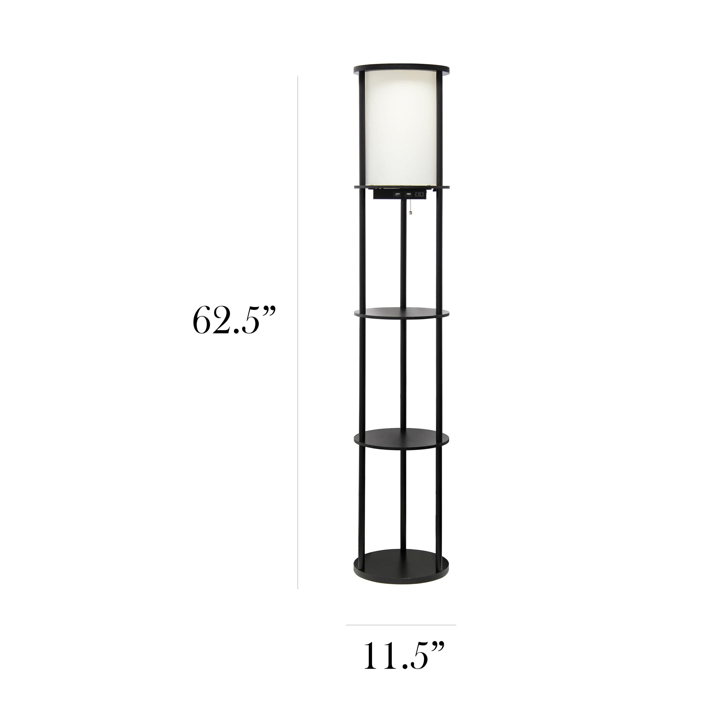 62.5" Round Modern Shelf Etagere Organizer Floor Lamp with Charging Station - Simple Designs