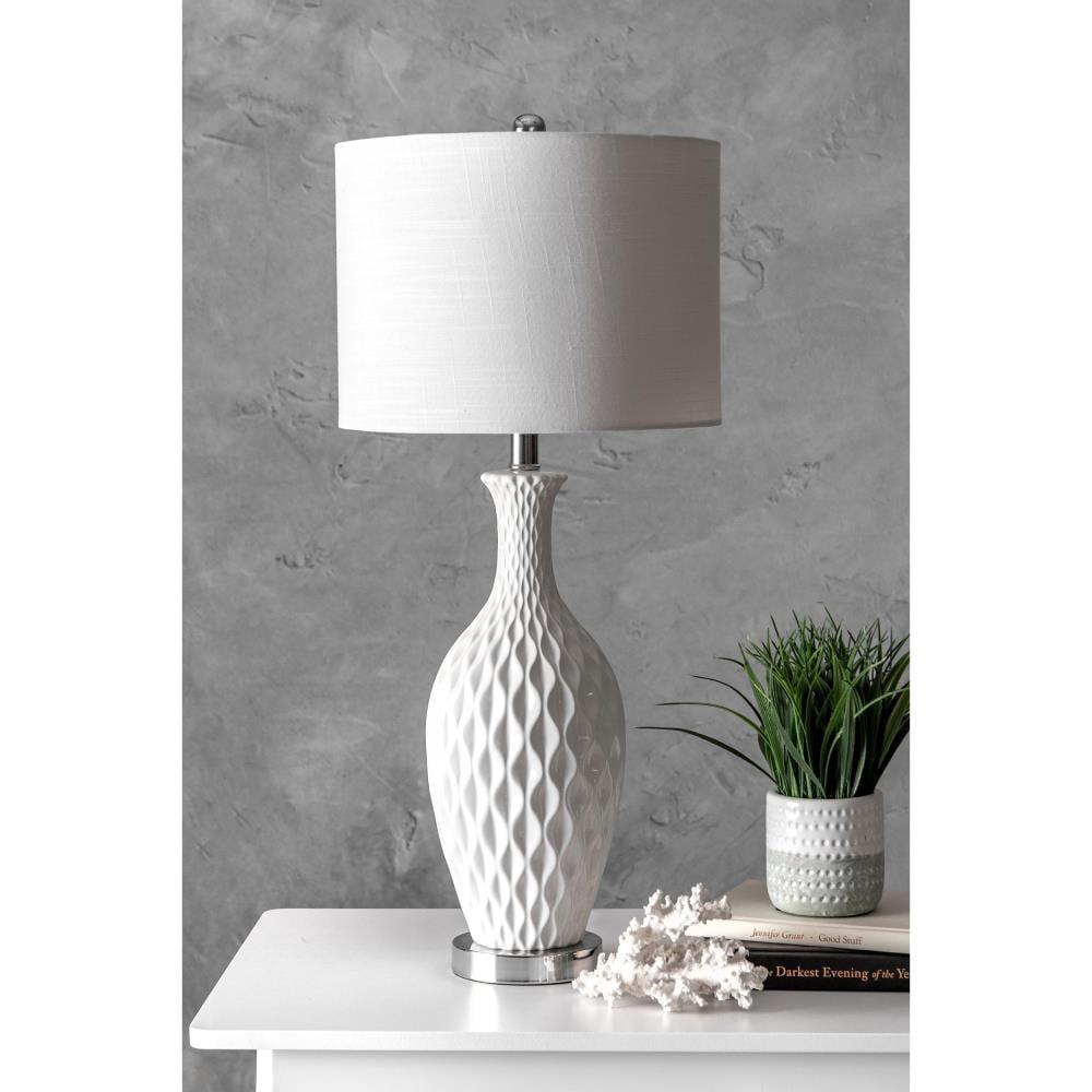 Ivory Ceramic 28" Table Lamp with Linen Shade