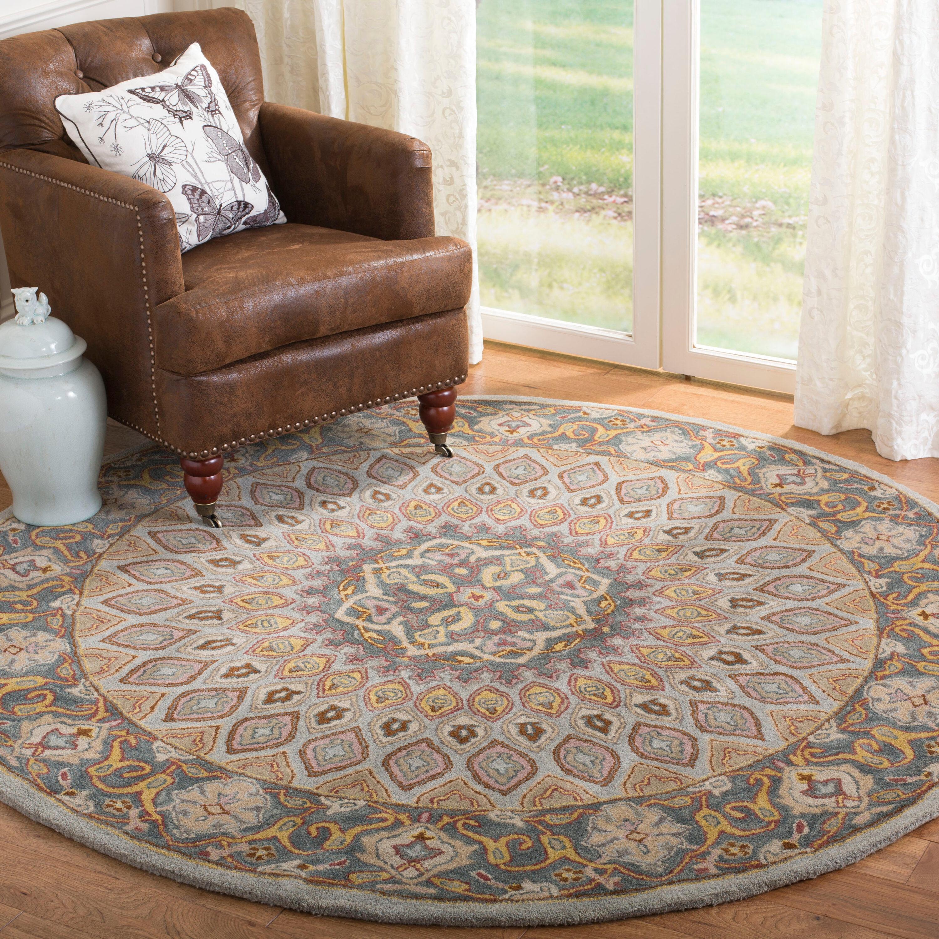 Heritage HG914 Hand Tufted Area Rug - Blue/Grey - 8' round - Safavieh.