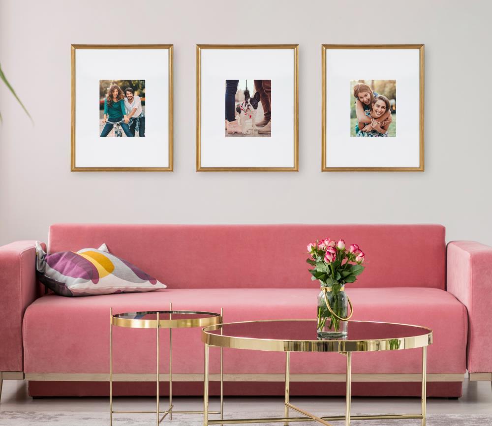 Kate & Laurel All Things Decor: 3-Pc Adlynn Gold Frames, Gallery Wall Set, 16x20 Matted to 8x10