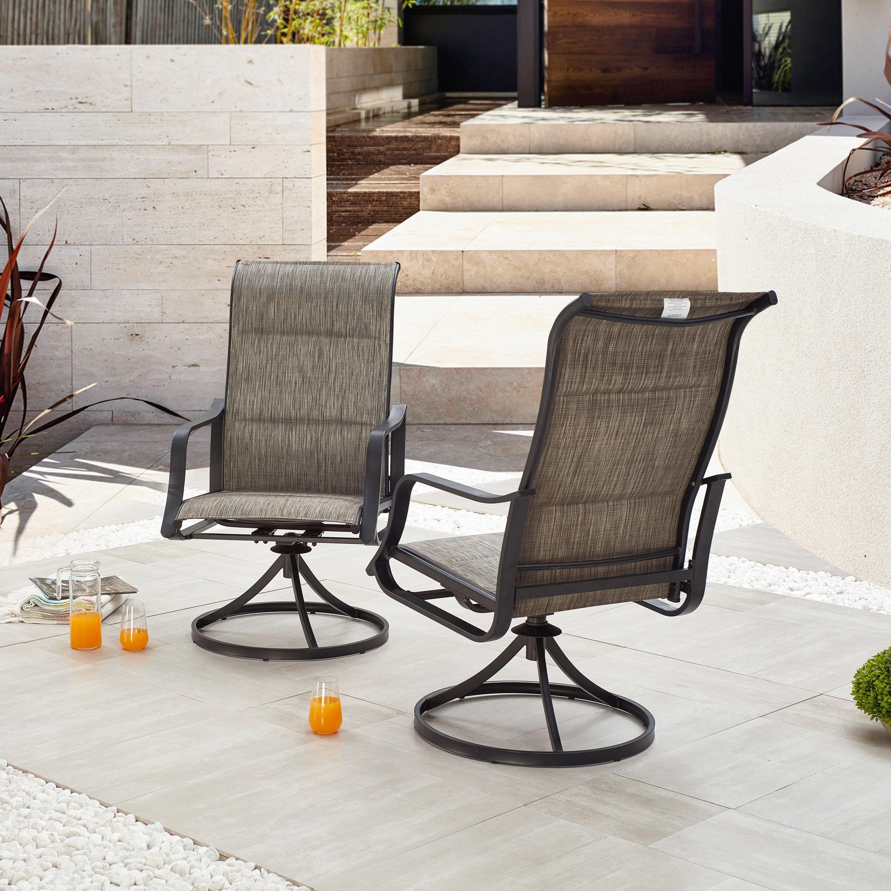 Techmilly Outdoor Dining Chairs , Patio Swivel Chairs Set of 2, Support 400lbs , Dark Grey