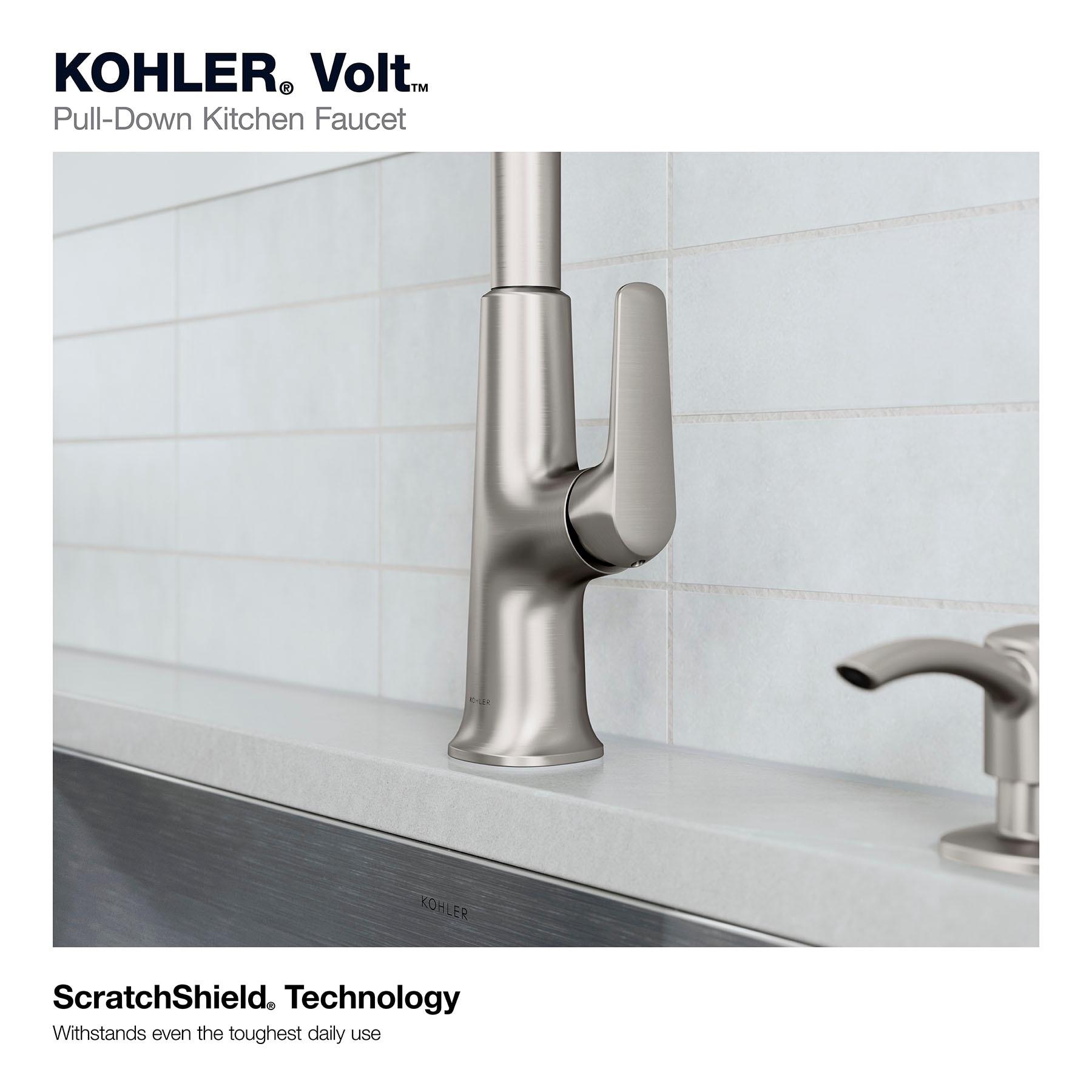 Volt Stainless Steel Pull-Down Kitchen Faucet with Soap Dispenser