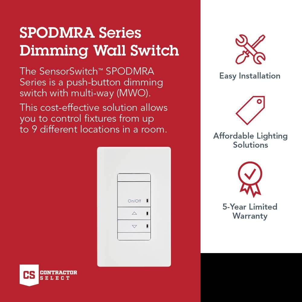 Lithonia Lighting Lighting Dimmer,3-Way Switch,120-277VAC SPODMRA MWO D WH
