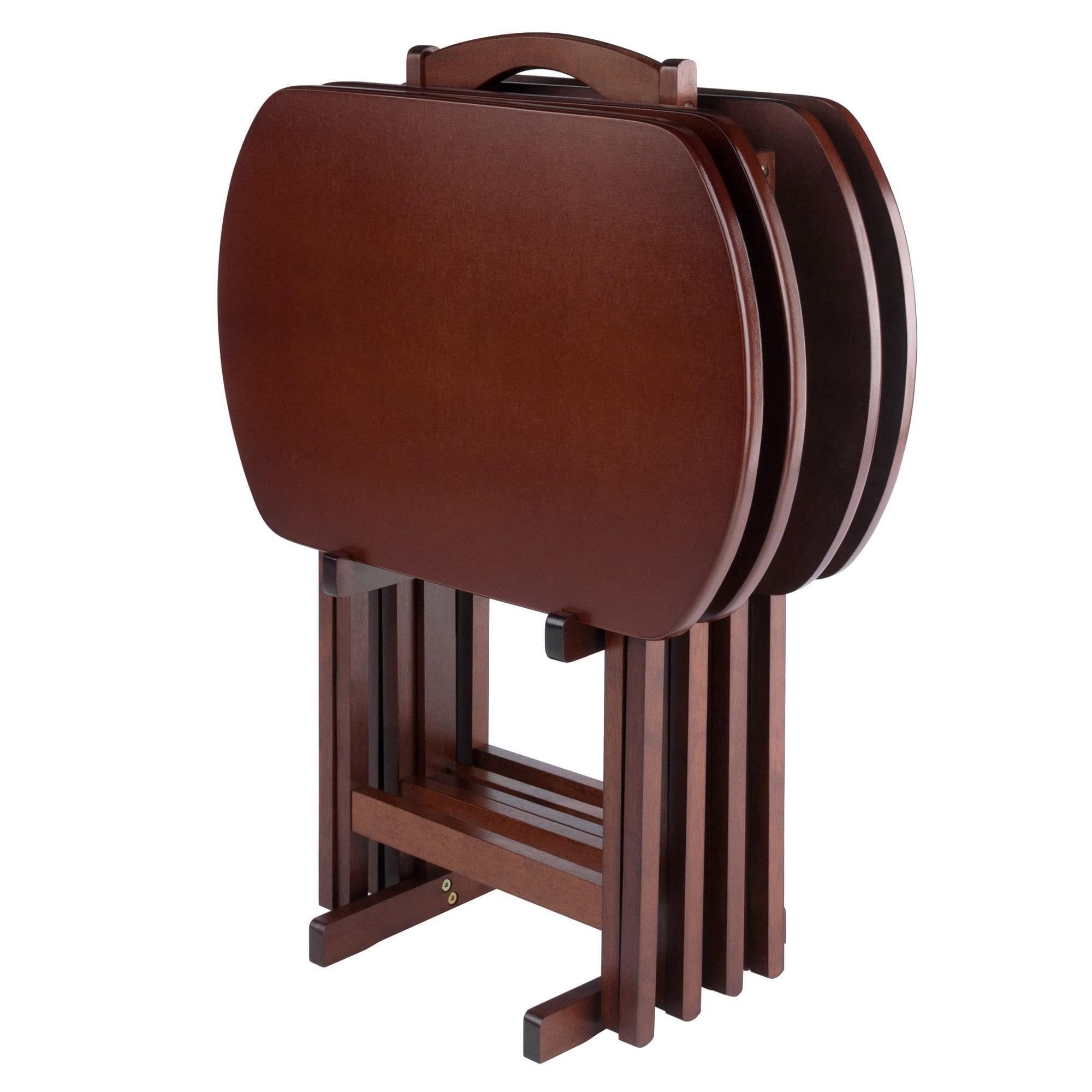Winsome Corbett 5-Piece Oversize Snack Table Set, Walnut Finish