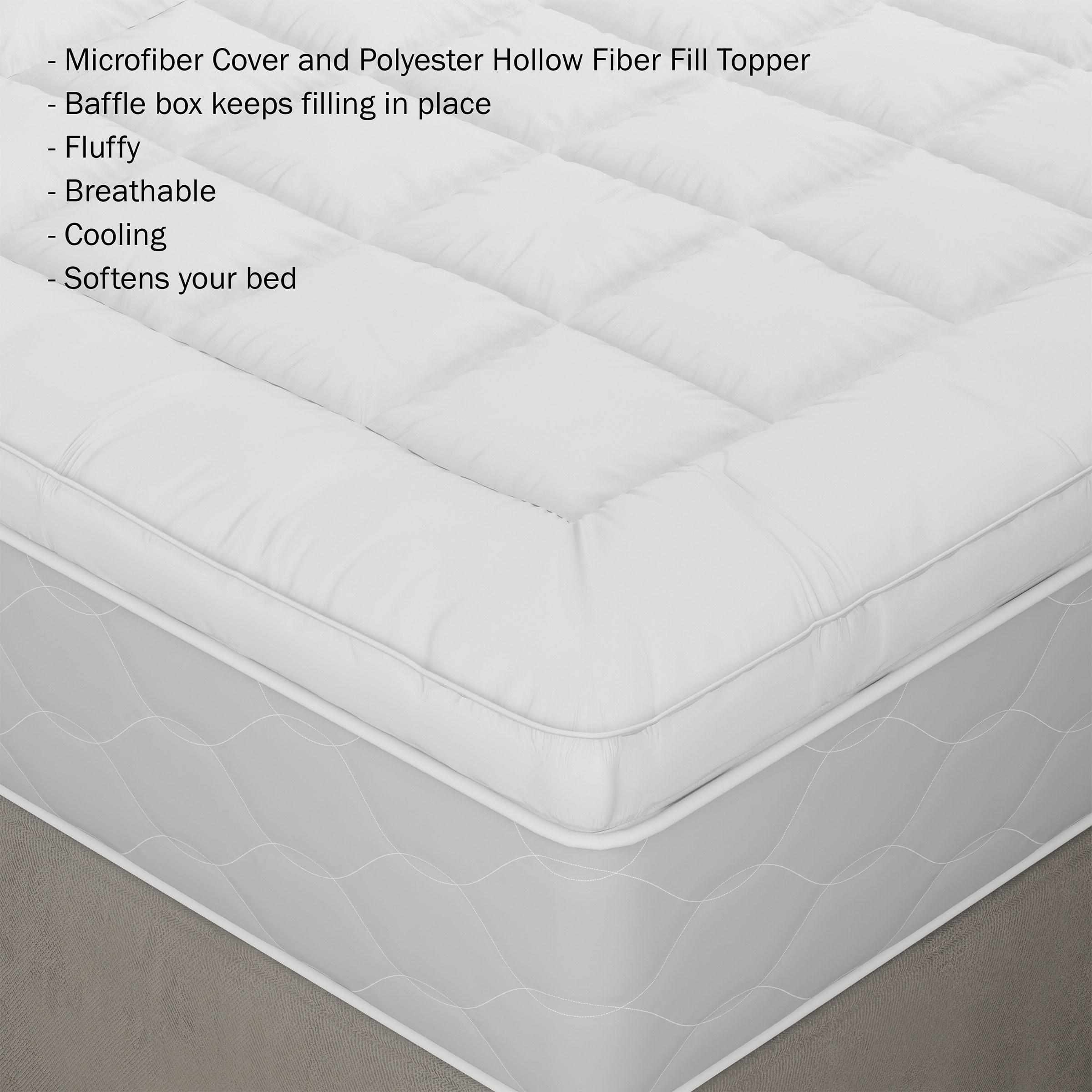 Hastings Home Queen 3" Down Alternative Filled Pillow-Top Mattress Topper - White