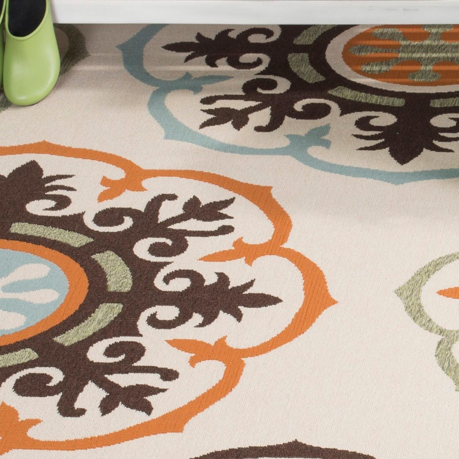 Veranda VER002 Power Loomed Indoor/Outdoor Runner Rug - Cream/Terracotta - 2'3"x8' - Safavieh.