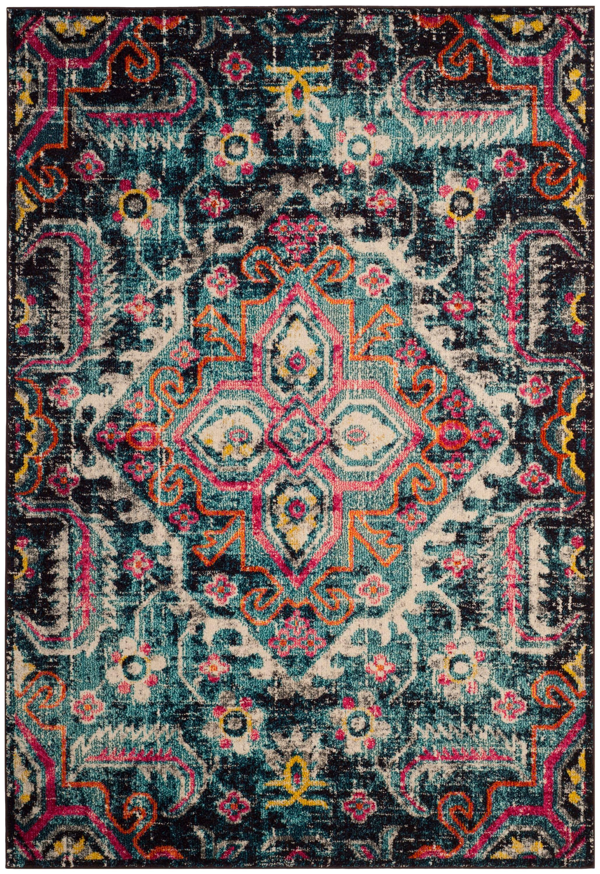Monaco MNC252 Power Loomed Indoor Area Rug - Blue/Fuchsia - 4'x5'7" - Safavieh.