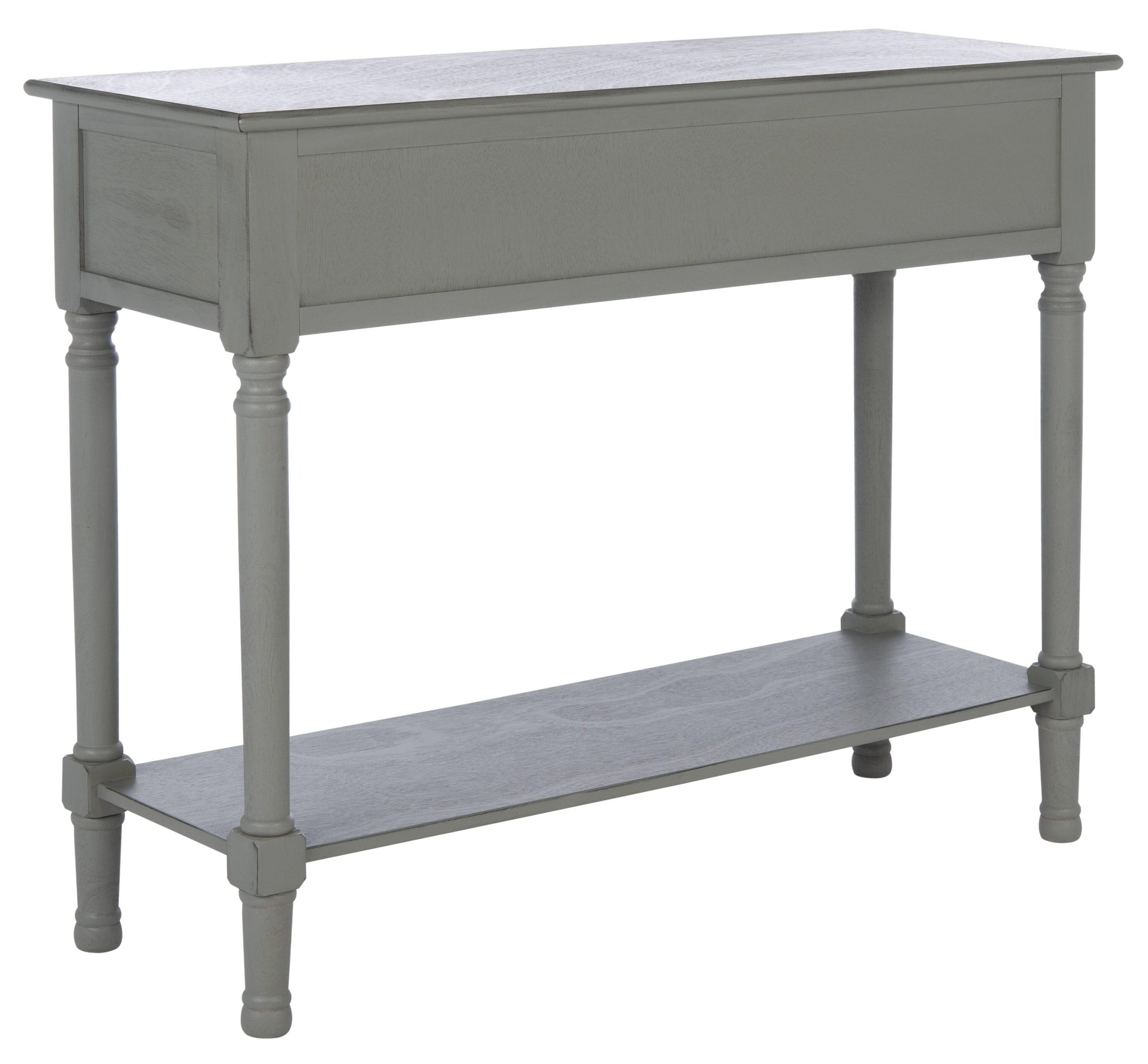 Distressed Gray Wood Console Table with Storage Drawers