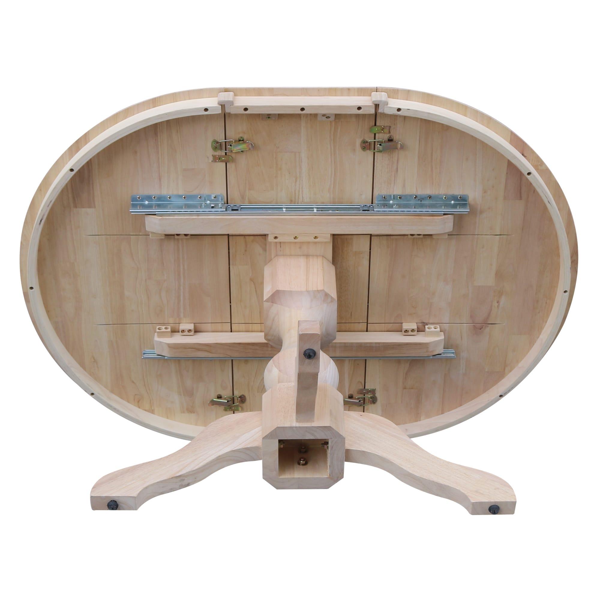 36" Kent Round Top Pedestal Dining Table with 12" Leaf Unfinished - International Concepts: Solid Wood, Expandable