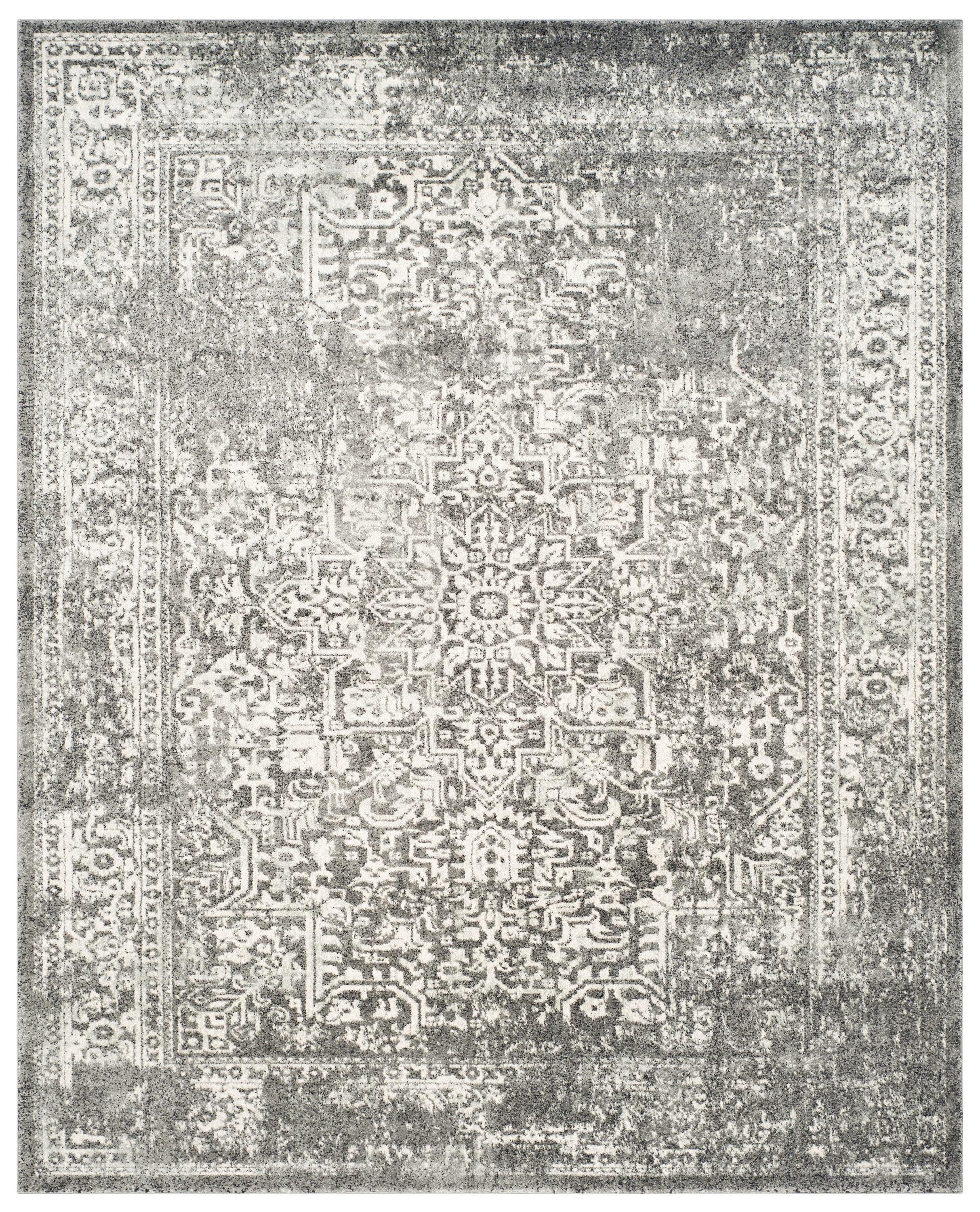 Evoke EVK256 Power Loomed Area Rug - Grey/Ivory - 8'x10' - Safavieh.