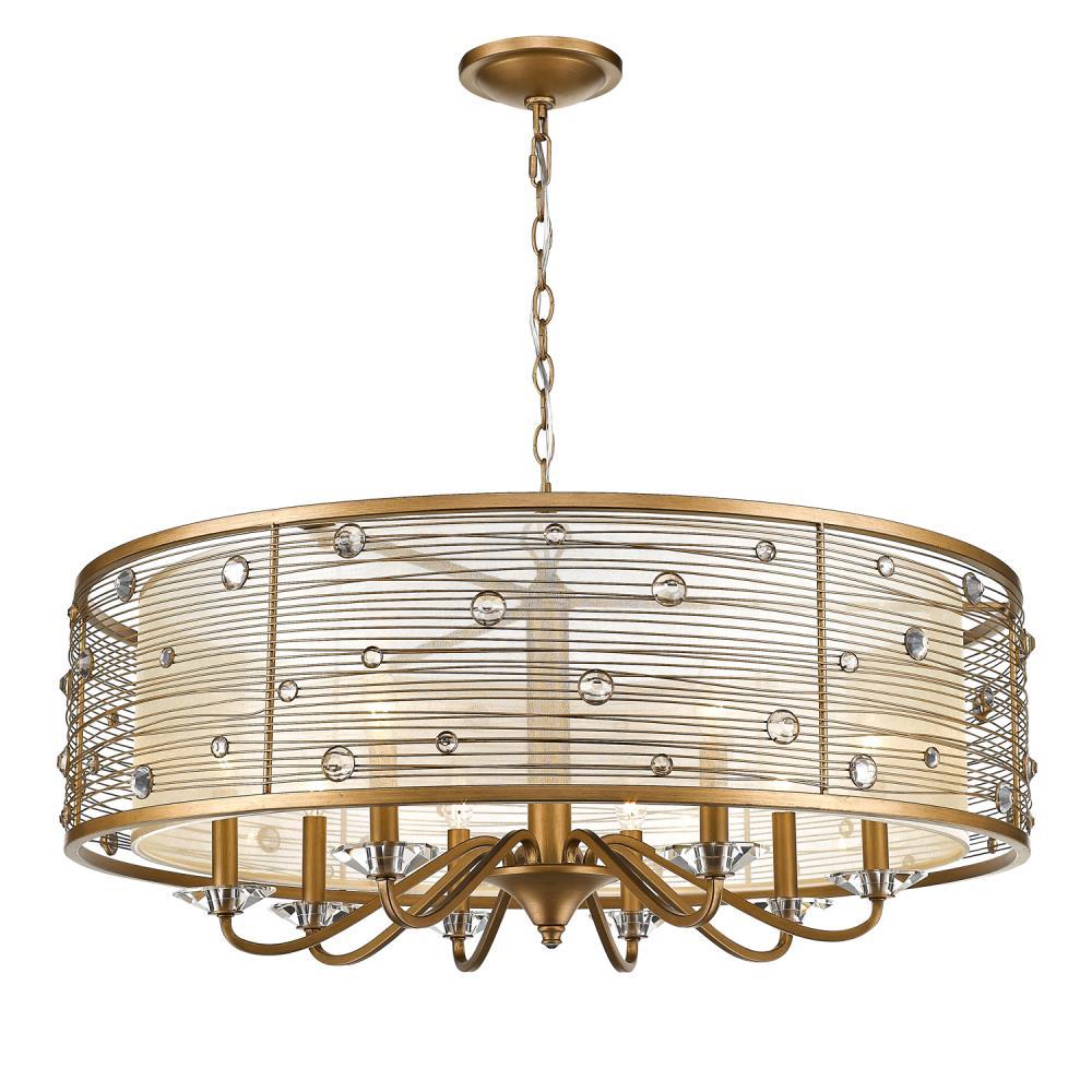 Golden Lighting Joia 8-Light Chandelier in Peruvian Gold with Sheer Filigree Mist