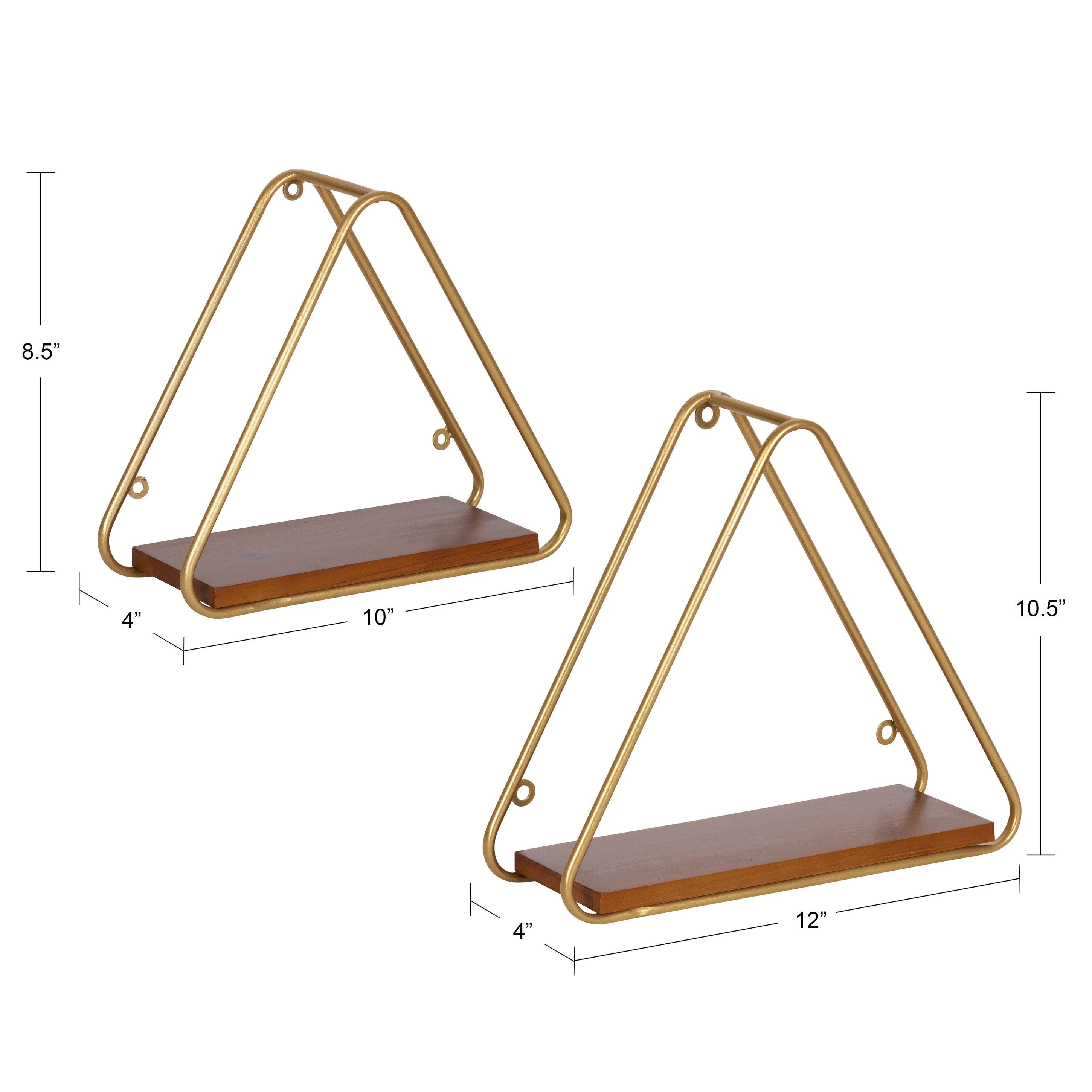 2pc Tilde Triangle Accent Shelf Set Walnut Brown - Kate & Laurel All Things Decor: Modern Geometric Floating Storage