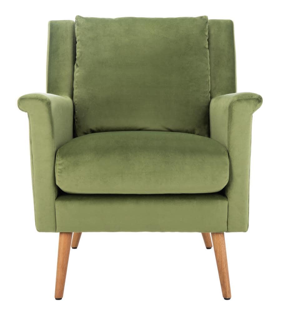 SAFAVIEH Astrid Mid-Century Modern Arm Chair, Olive Velvet