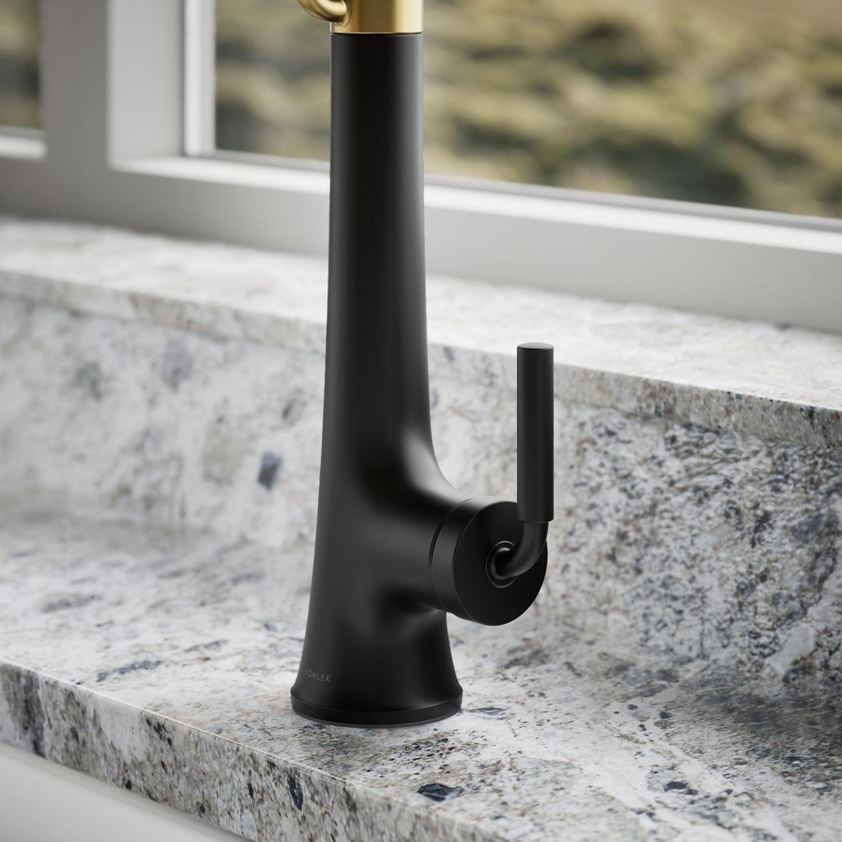 Kohler Tone Single Handle Semi-Professional Pre-Rinse Kitchen Sink Faucet with Three-Function Pull Down Sprayer