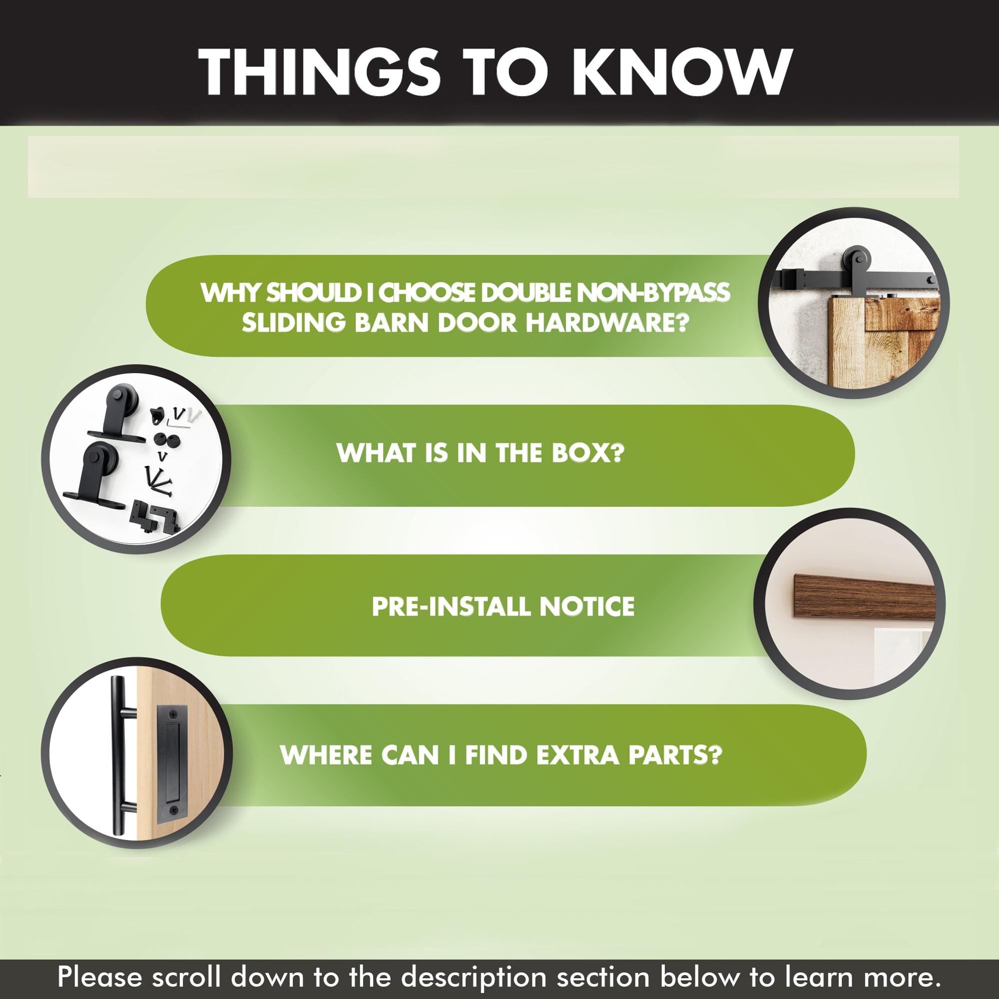 Homacer Black Rustic Sliding Barn Door Hardware Kit, for Two/Double Doors, 14ft Long Flat Track, T-Shape Design Roller, Heavy Duty, for Interior & Exterior Use