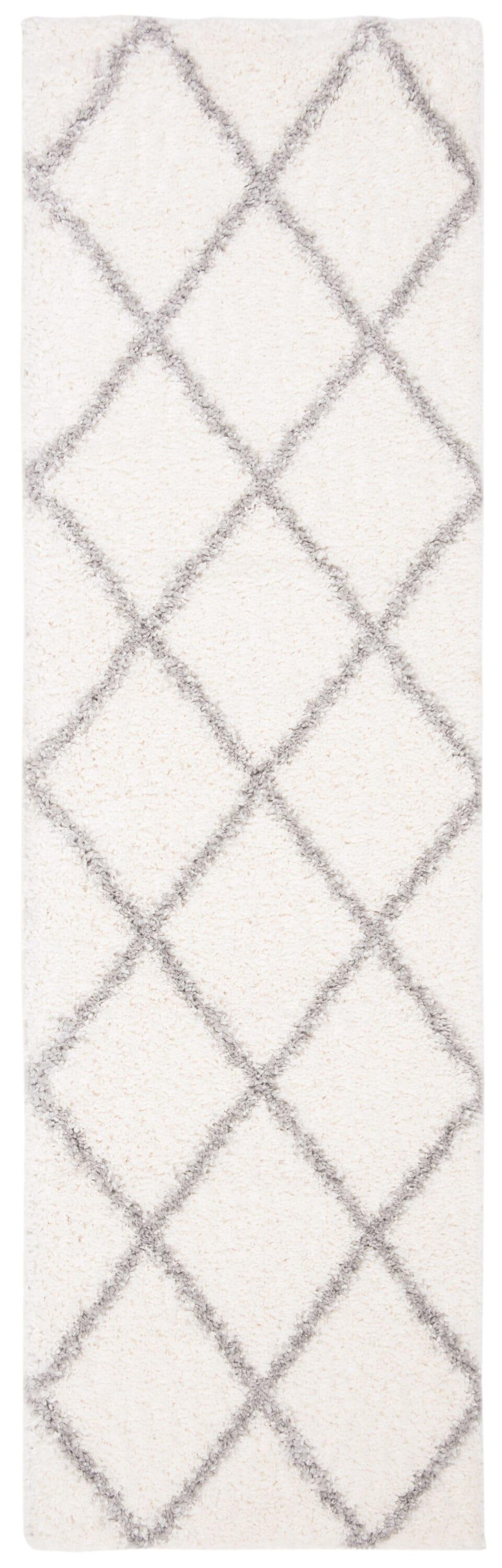 Parma Shag PMA515 Power Loomed Indoor Runner Rug - 2'3"x11' - Cream/Grey - Safavieh