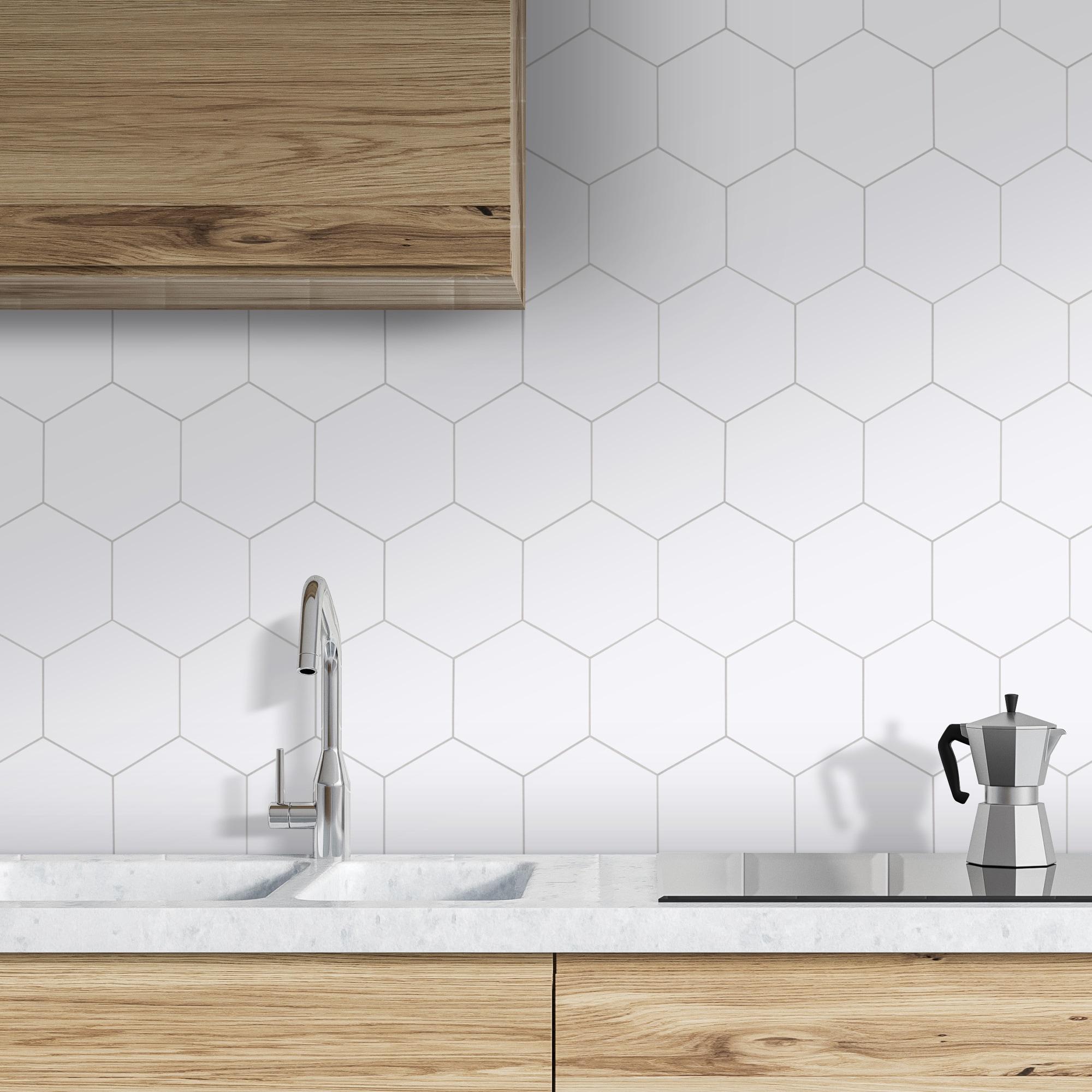 10.1'' W x 11.6'' L Hexagon Stone Composite Peel and Stick Mosaic Tile