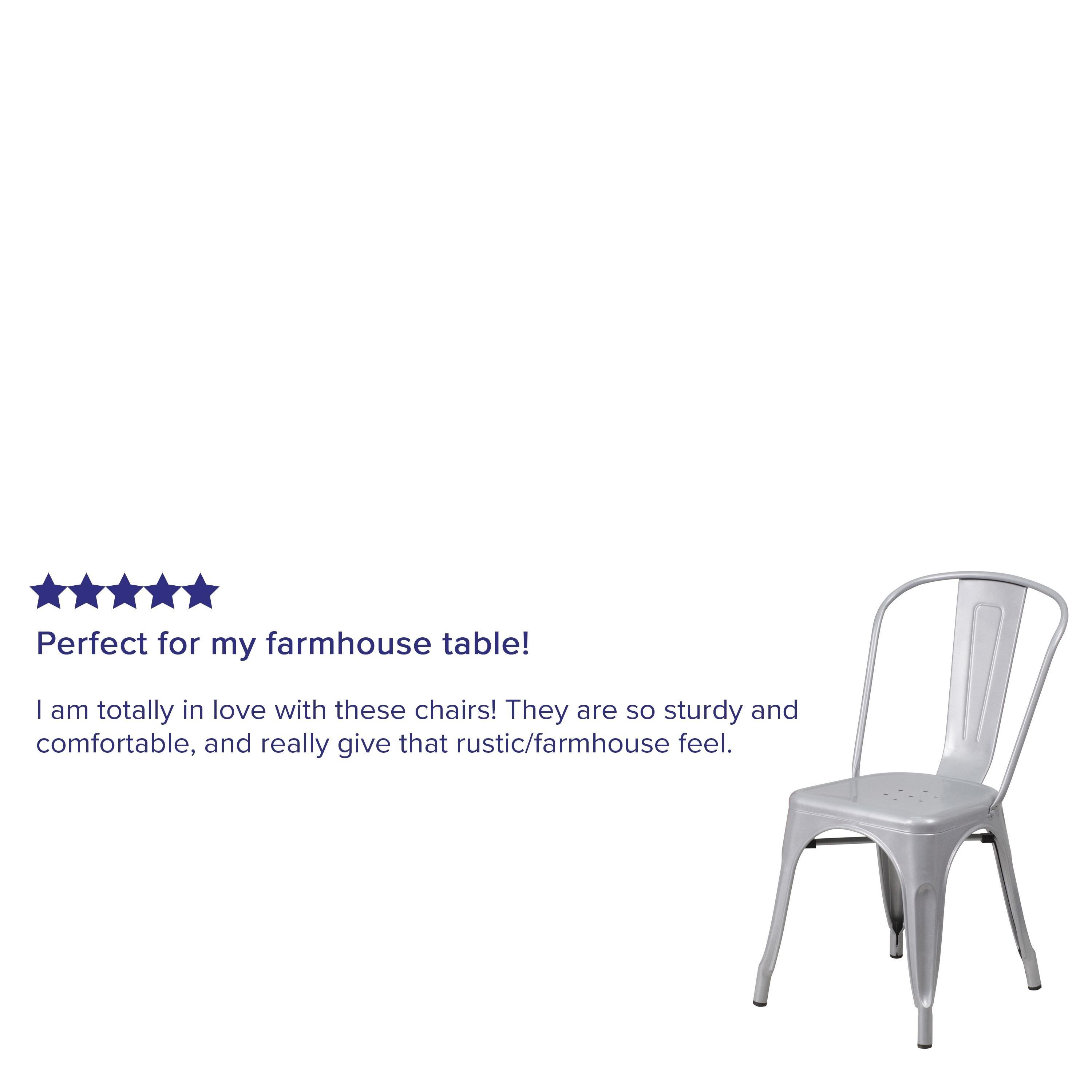 Flash Furniture Commercial Grade Silver Metal Indoor-Outdoor Stackable Chair