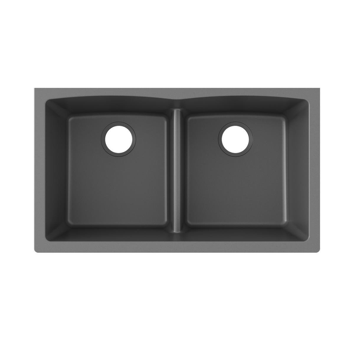 Elkay Quartz Classic 33" x 19" x 10" Double Bowl Undermount Sink with Aqua Divide, Matte Black