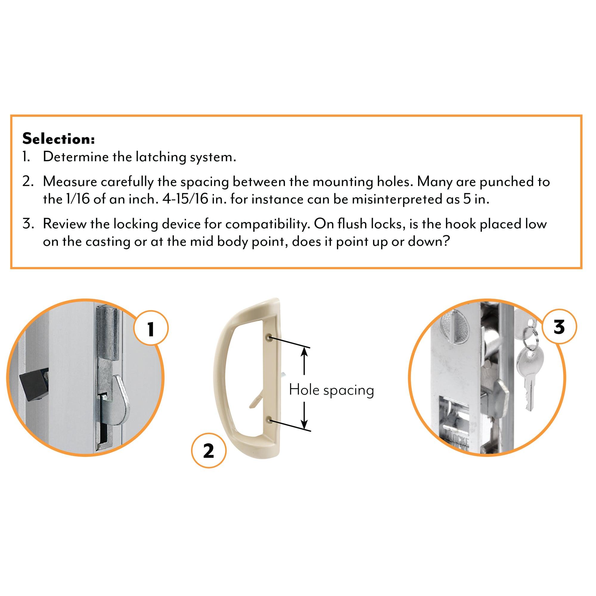 Prime-Line Sliding Glass Door Pull Handle, 6-1/2 in. to 6-5/8 in. Hole Centers, Black Diecast Supports, Wood Handle (Single Pack)