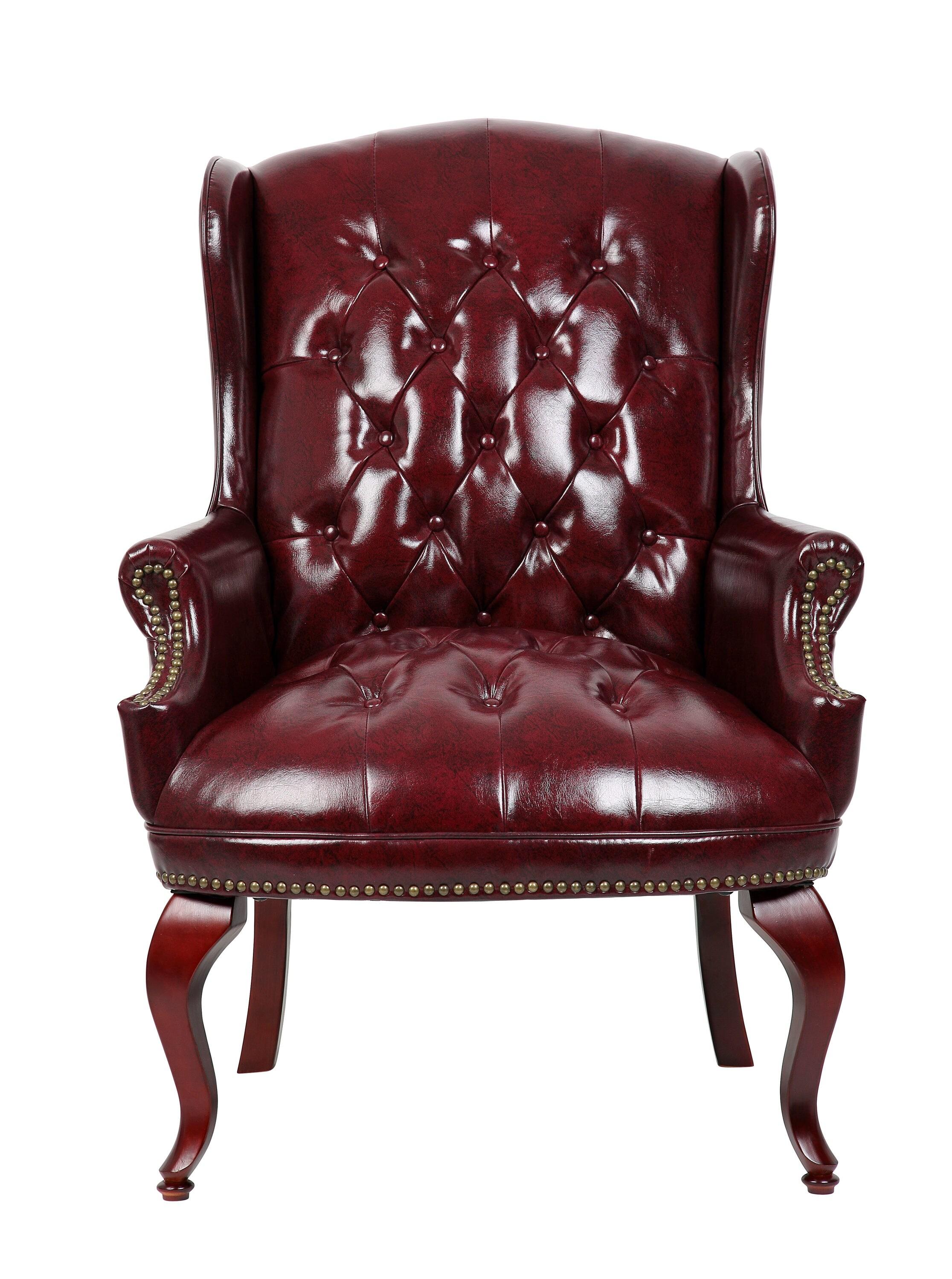 Boss B809-BY Wingback Traditional Guest Chair, 29" x 32" x 41.5",  Vinyl - Burgundy