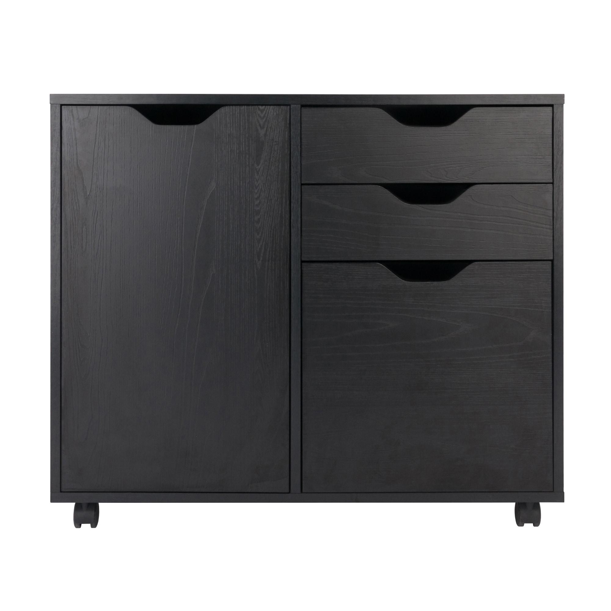 Winsome Halifax 2 Sections Mobile Filing Cabinet Black : MDF Construction, Office Storage, 2 Drawers