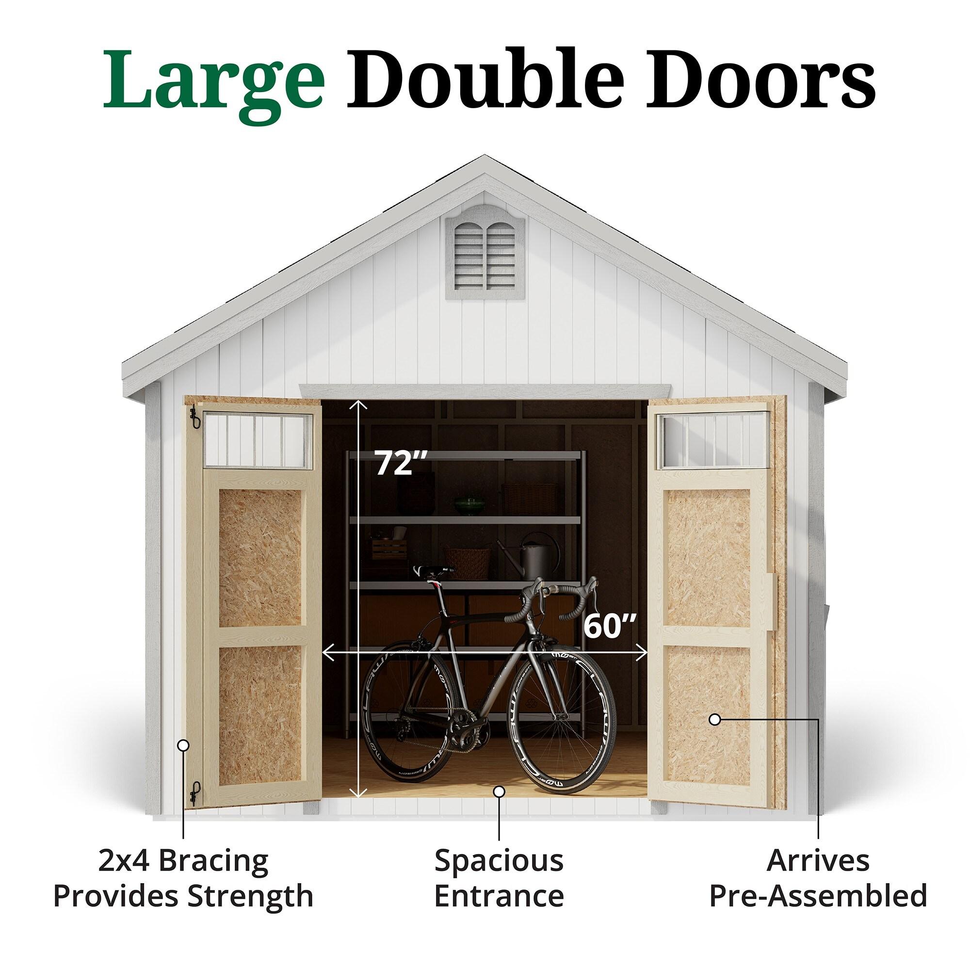 Little Cottage Co. 10x10 Colonial Williamsburg Shed with Operable Windows and Floor, Outdoor Wood Storage Do-It-Yourself Precut Kit