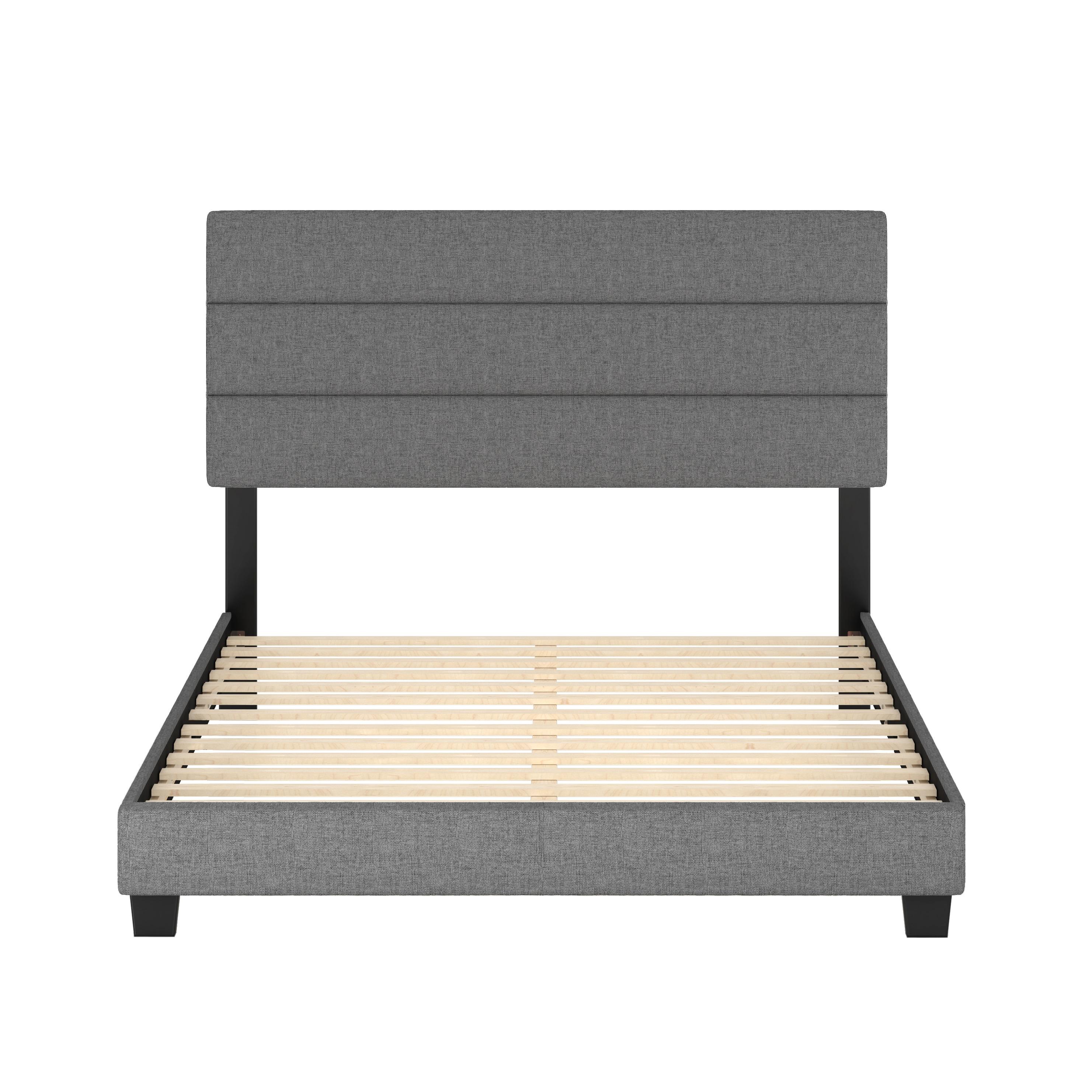 Boyd Sleep Boyd Sleep Sicily Upholstered Linen Tri Panel Platform Bed Frame with Adjustable Height Headboard, Sturdy 13 Slat Support System, No Box Spring Required