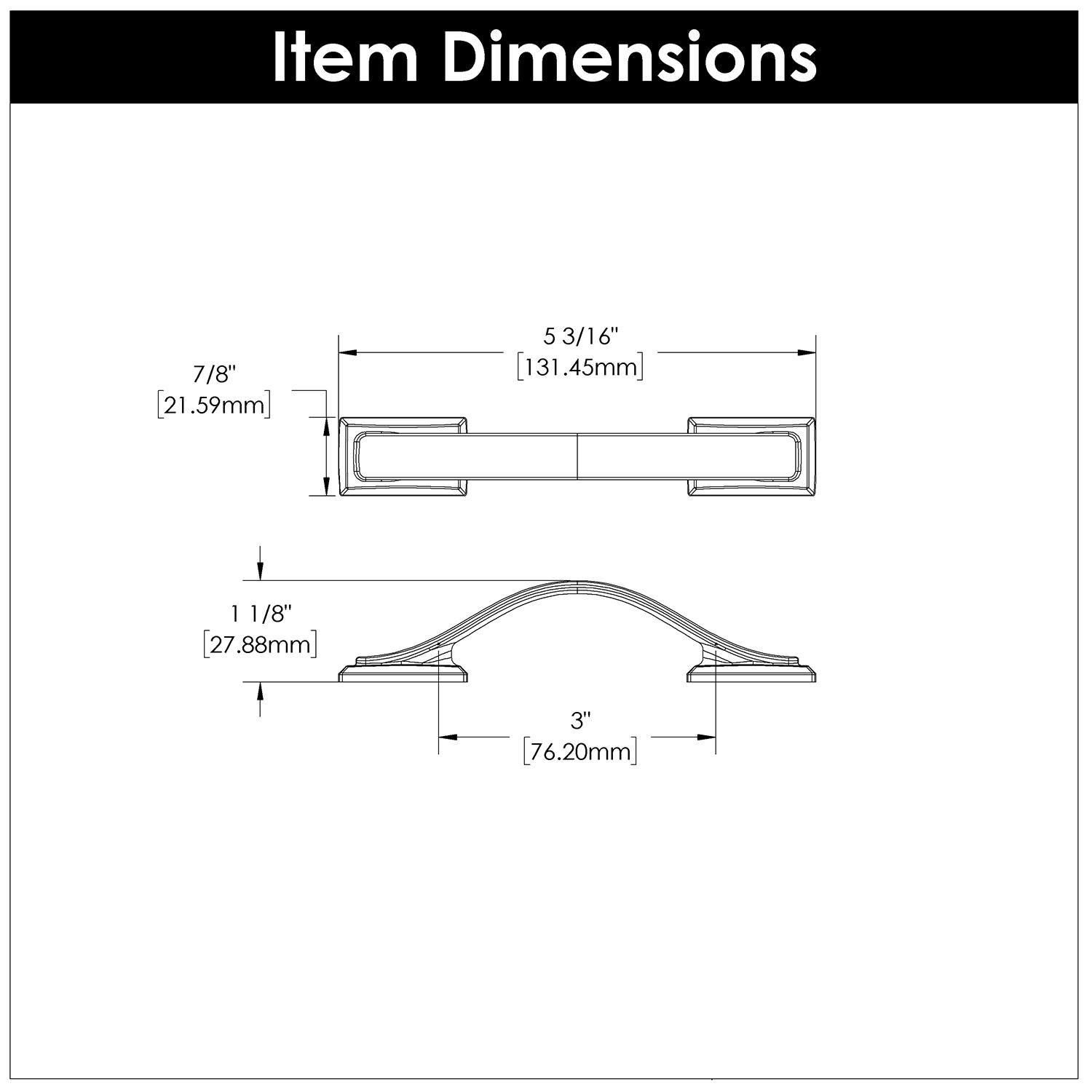 Dover Kitchen Cabinet Handles, Solid Core Drawer Pulls for Cabinet Doors, 3"