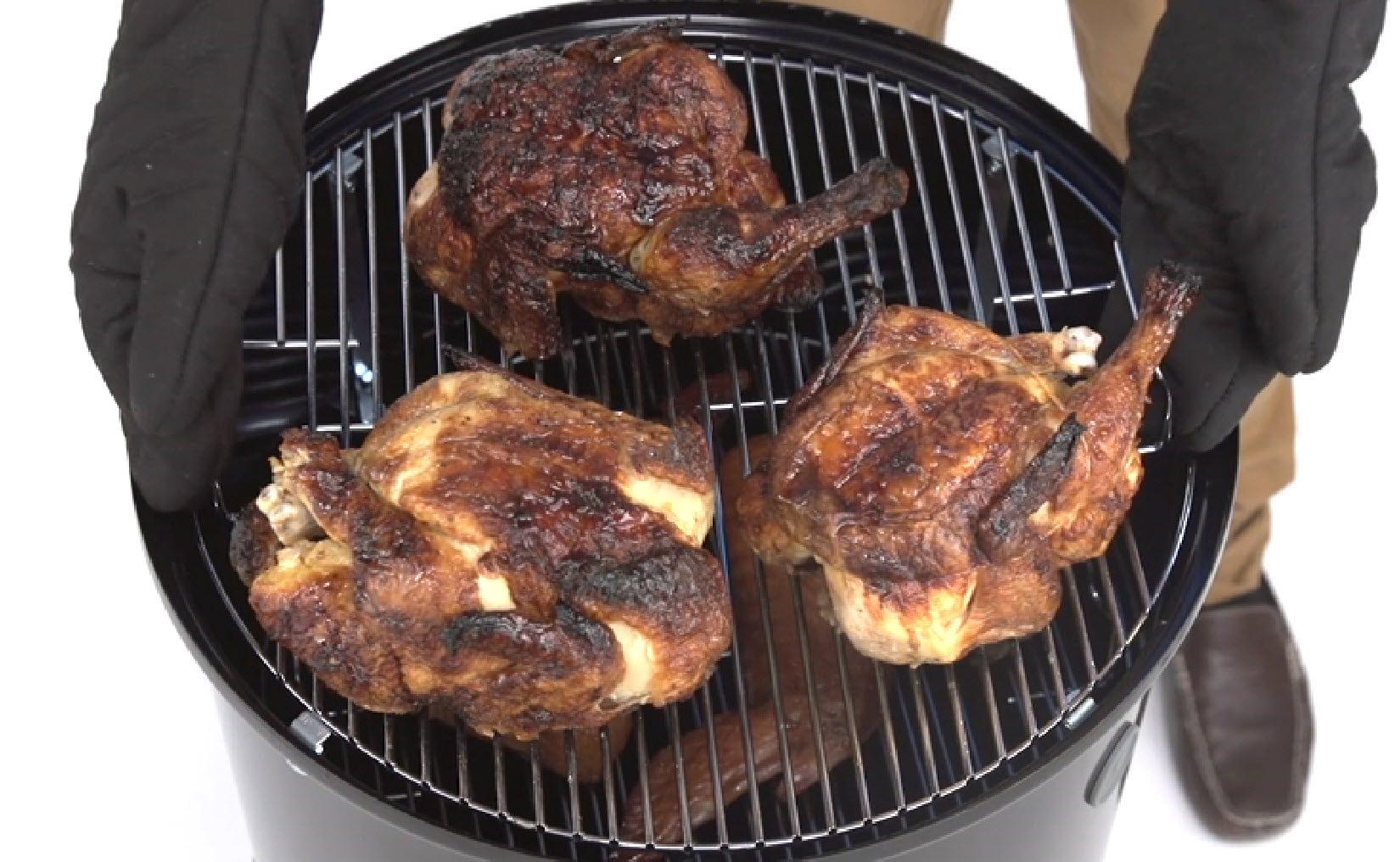 Black Porcelain Charcoal Smoker with Steel Grates and Thermometer