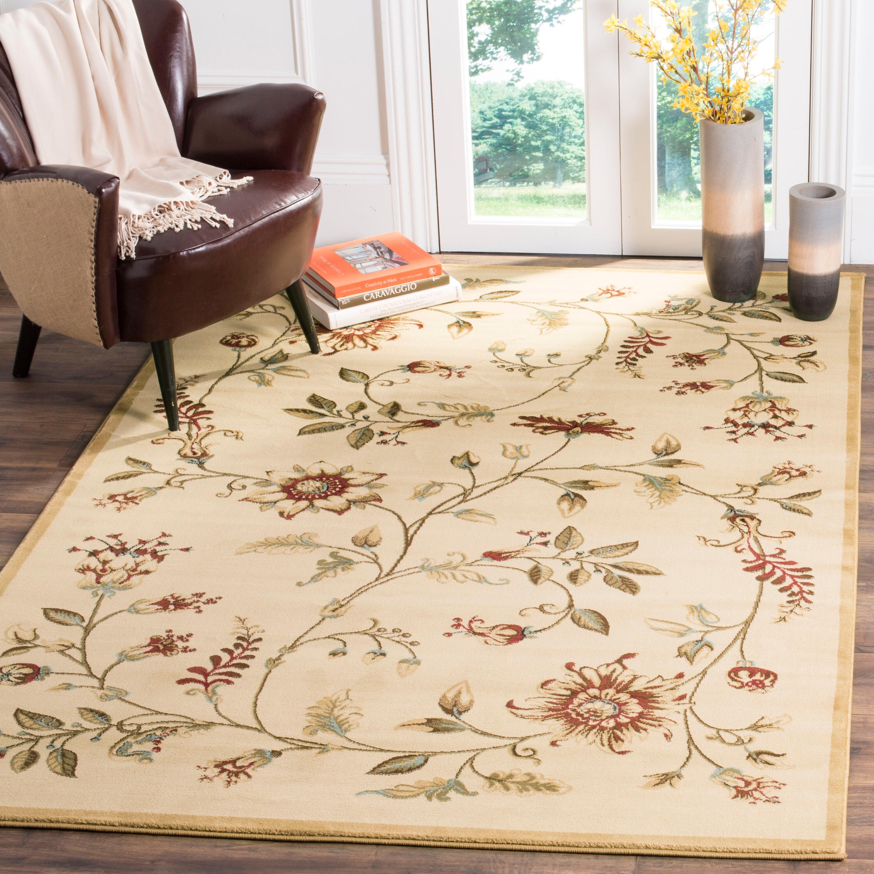 Lyndhurst LNH552 Power Loomed Area Rug - Ivory/Multi - 5'3"x7'6" - Safavieh.