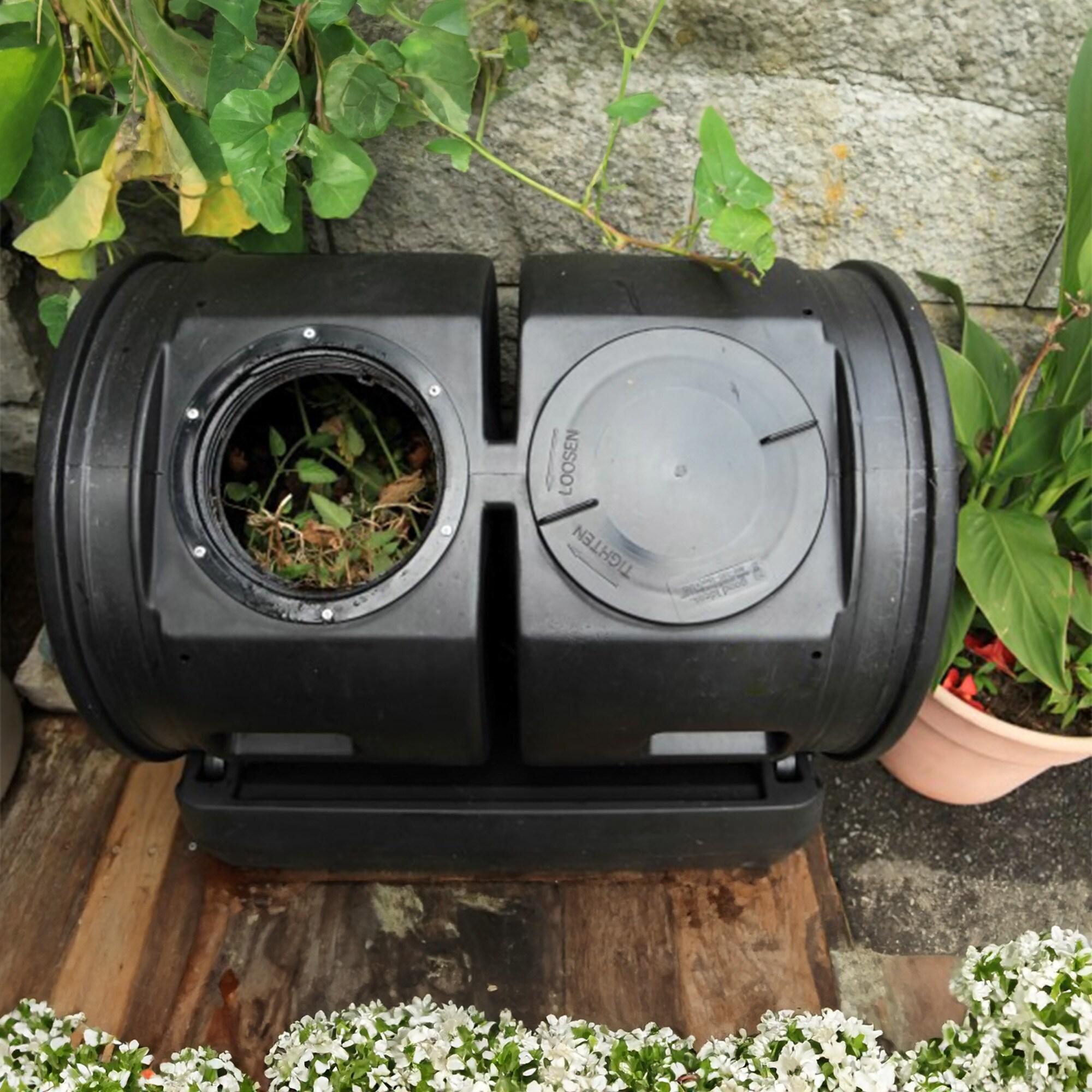 Good Ideas Compost Wizard 50 Gallons Plastic Outdoor Tumbler Composter with Latching Lid