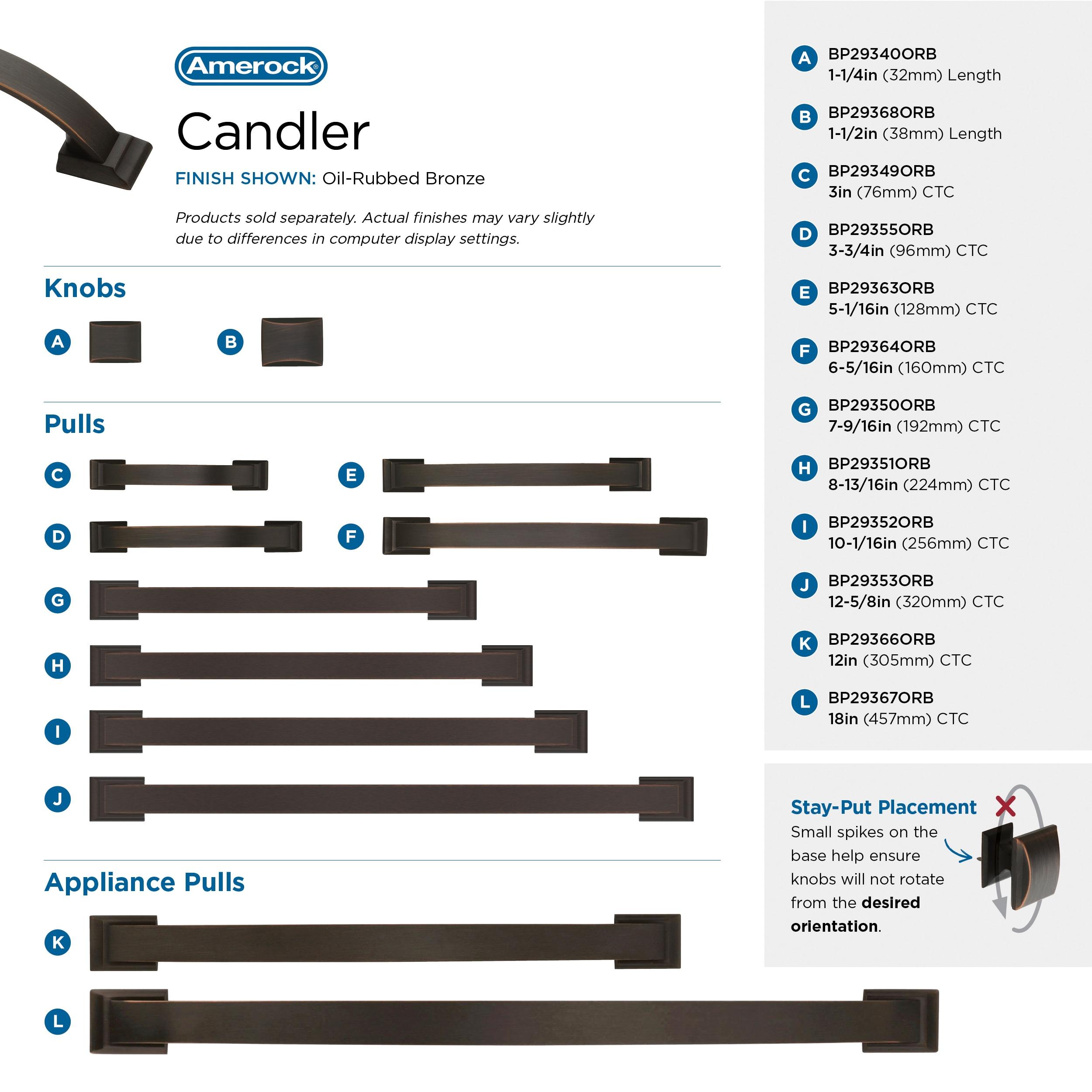 Amerock Candler 5-1/16 inch (128mm) Center-to-Center Oil-Rubbed Bronze Cabinet Pull