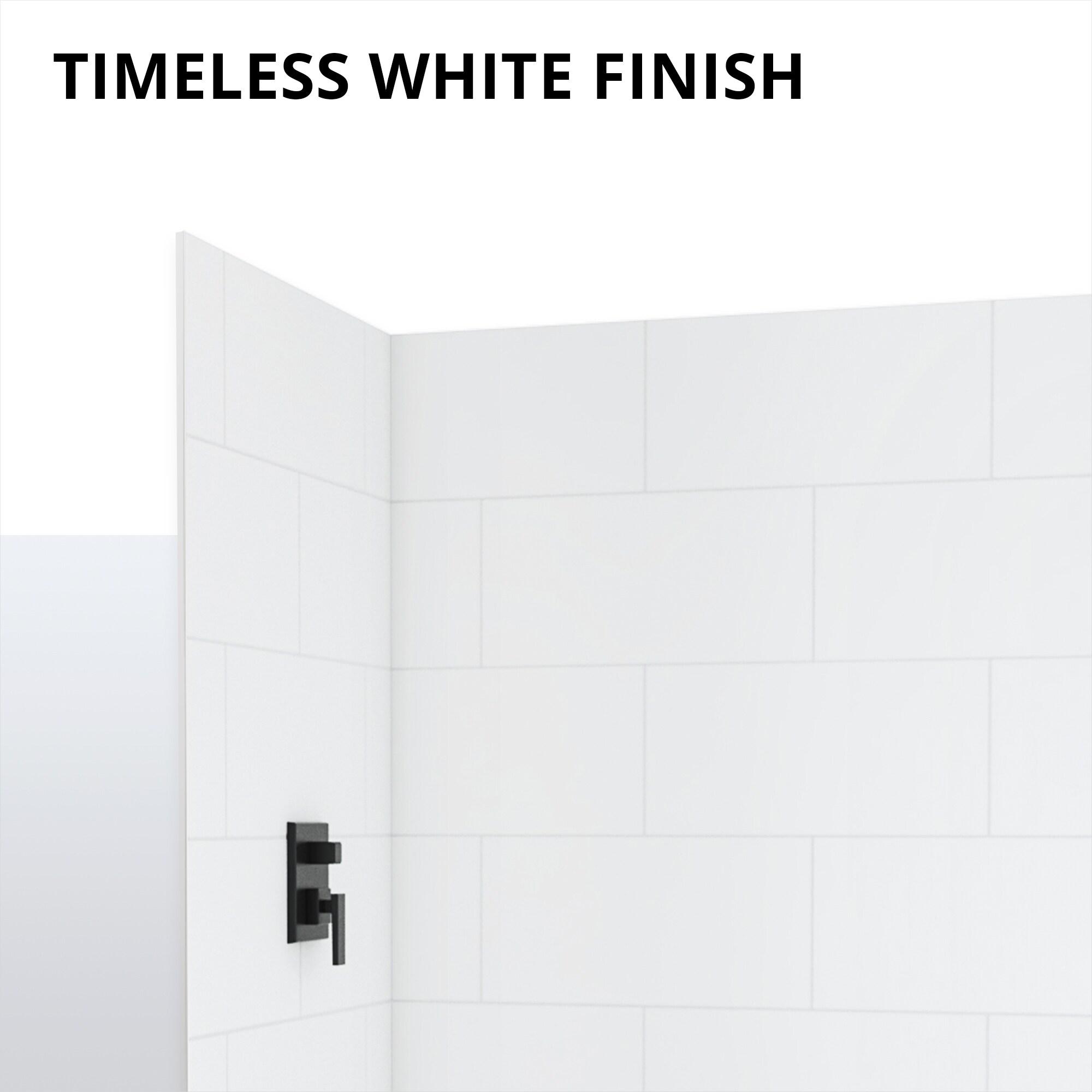 DreamLine DreamStone 42 in. D x 62 in. W x 84 in. H Shower Wall Kit in White Modern Subway Pattern