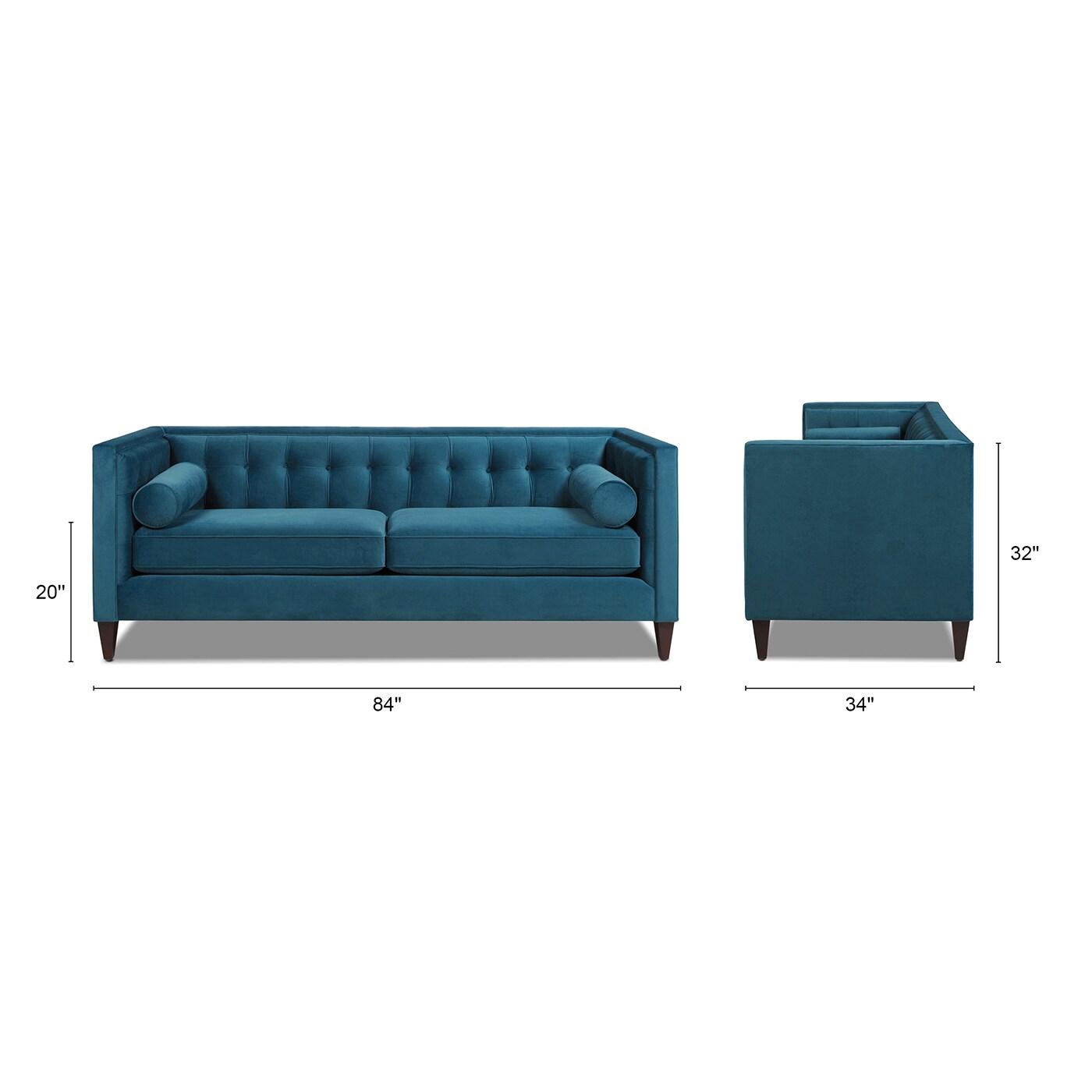 Jack 84" Tufted Tuxedo Sofa Double Cushion Satin Teal