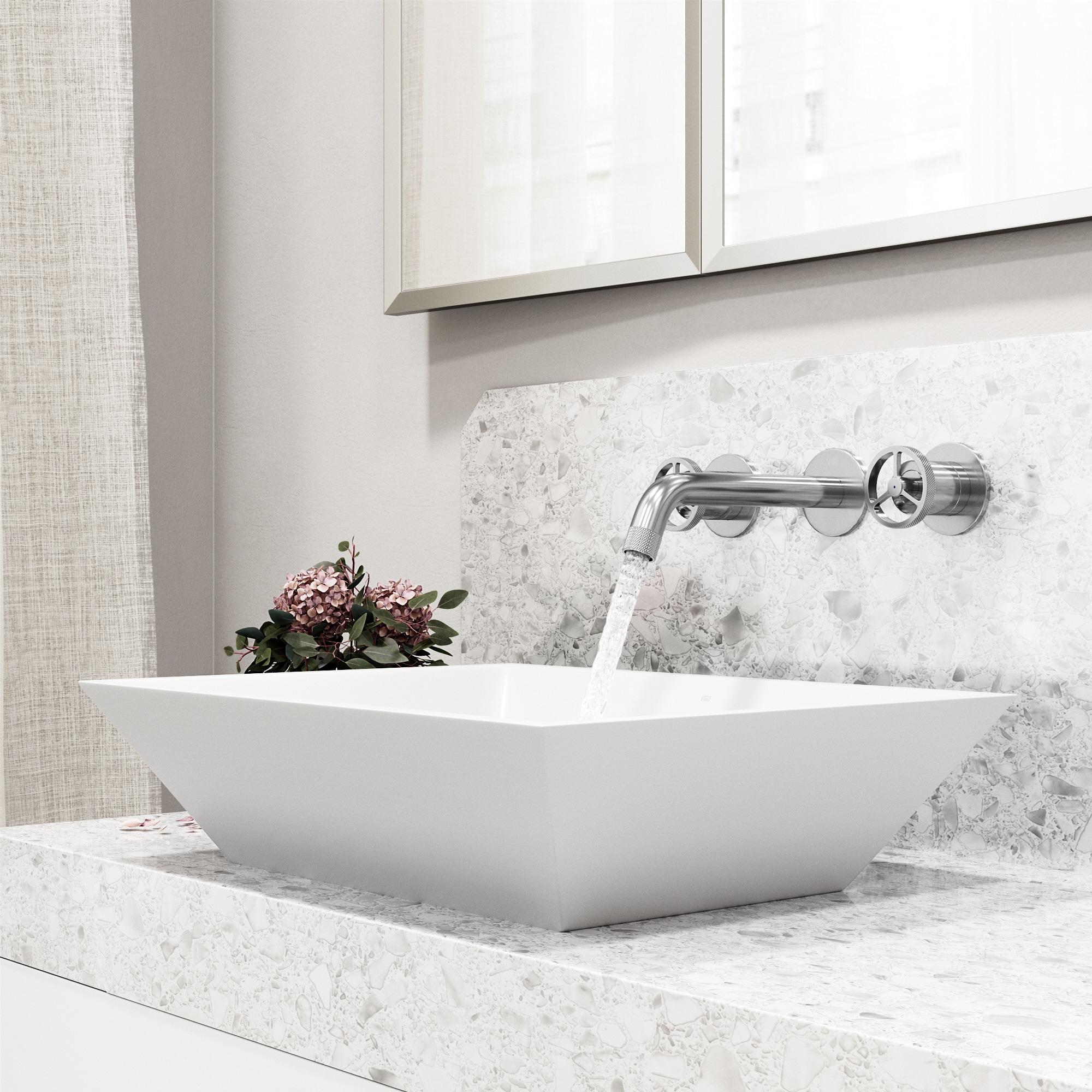 Cass 3" H Two Handle WaterSense Wall Mount Bathroom Faucet