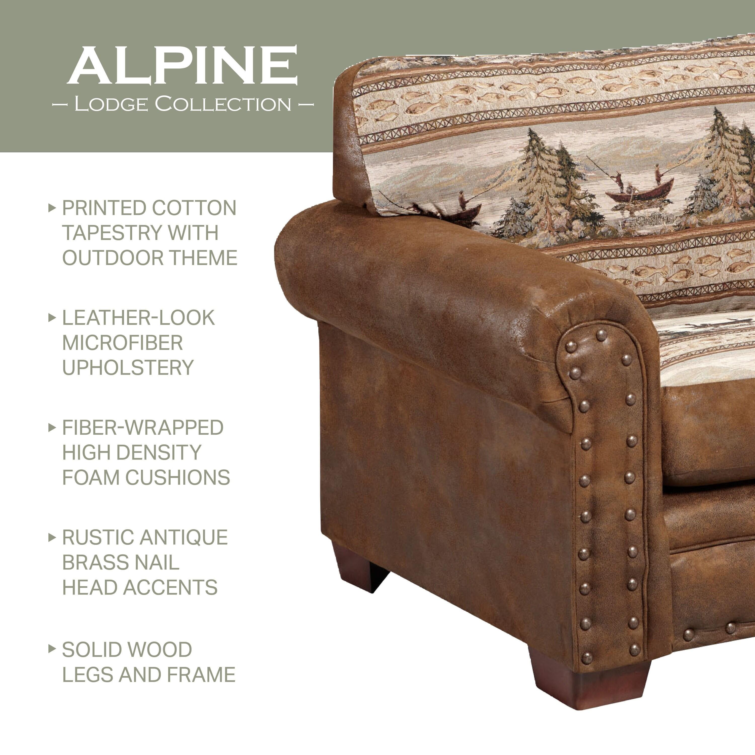 American Furniture Classics 26.5" Microfiber Alpine Lodge Ottoman in Brown