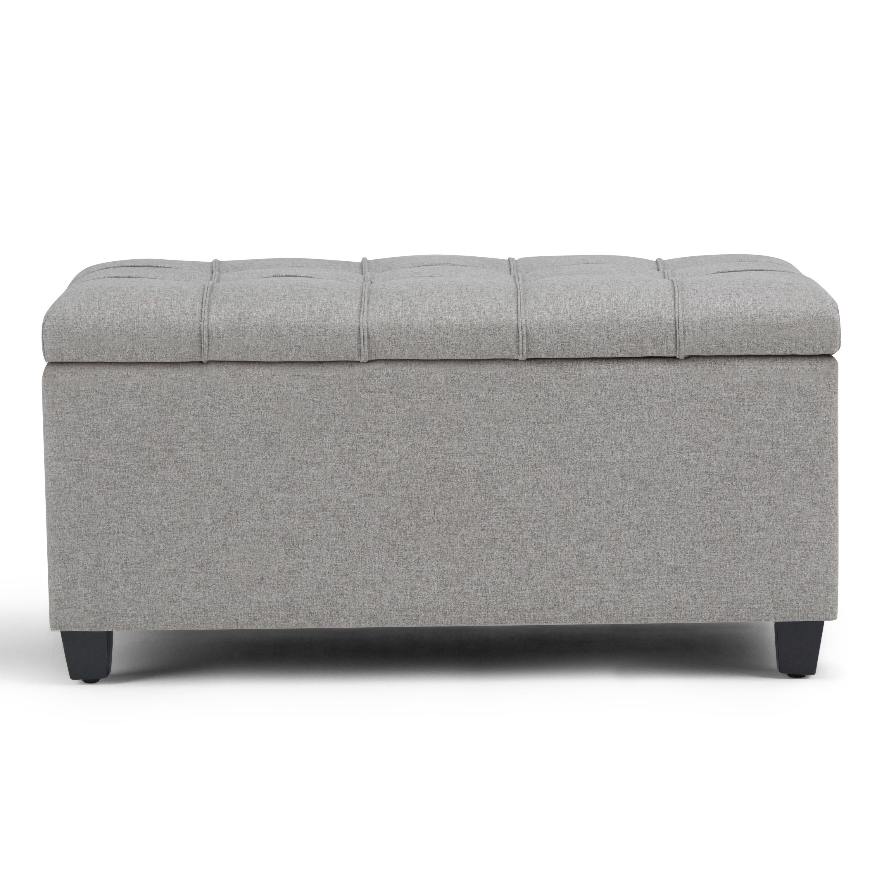 Simpli Home Sienna 33"W Upholstered Storage Ottoman Bench with Lift-Up Tufted Top