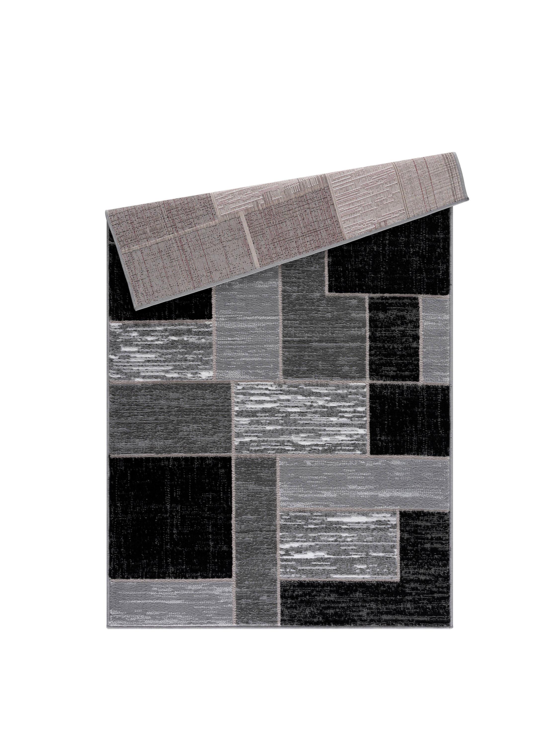 L'Baiet Verena Black Grey Graphic Geometric Color Block Mid-Century Modern Indoor 2' x 3' Area Rug