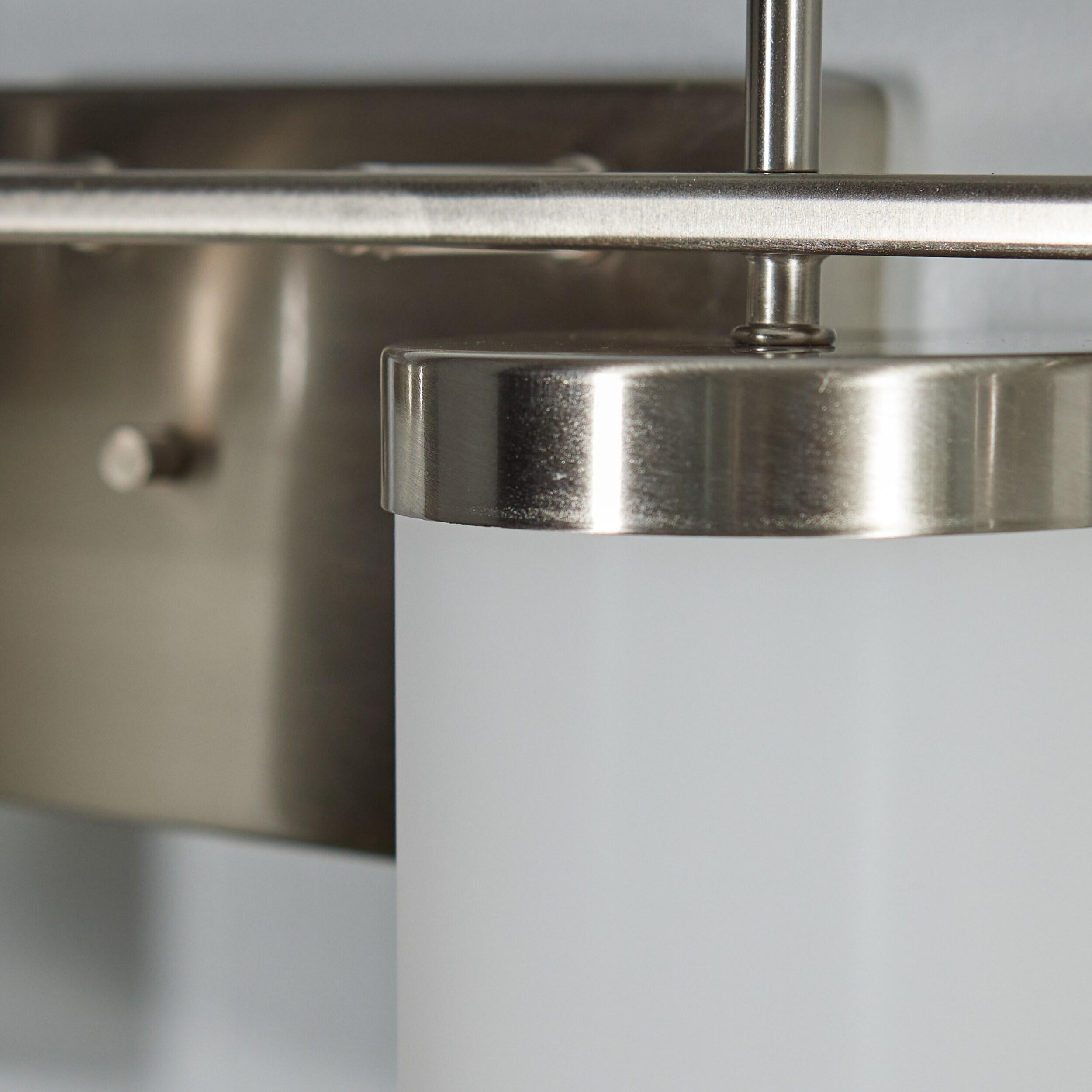 Brushed Nickel Cylinder 4-Light Vanity Fixture with Etched Glass