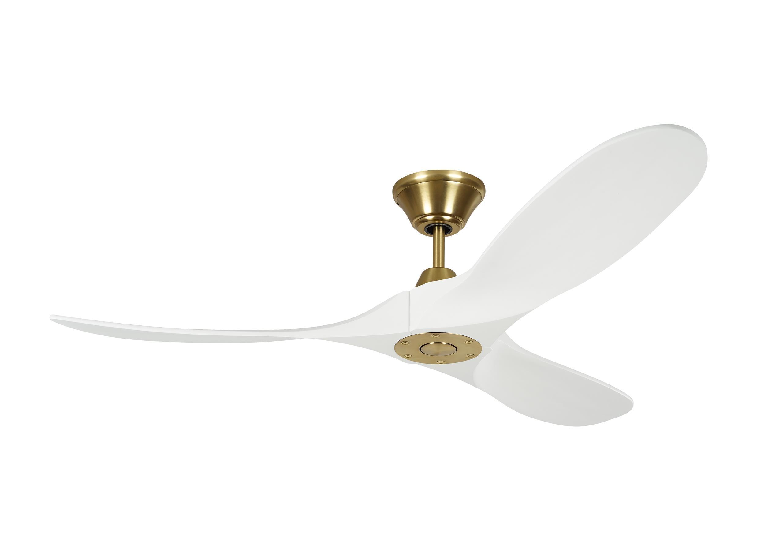 52" Burnished Brass and White 3-Blade Ceiling Fan with Remote