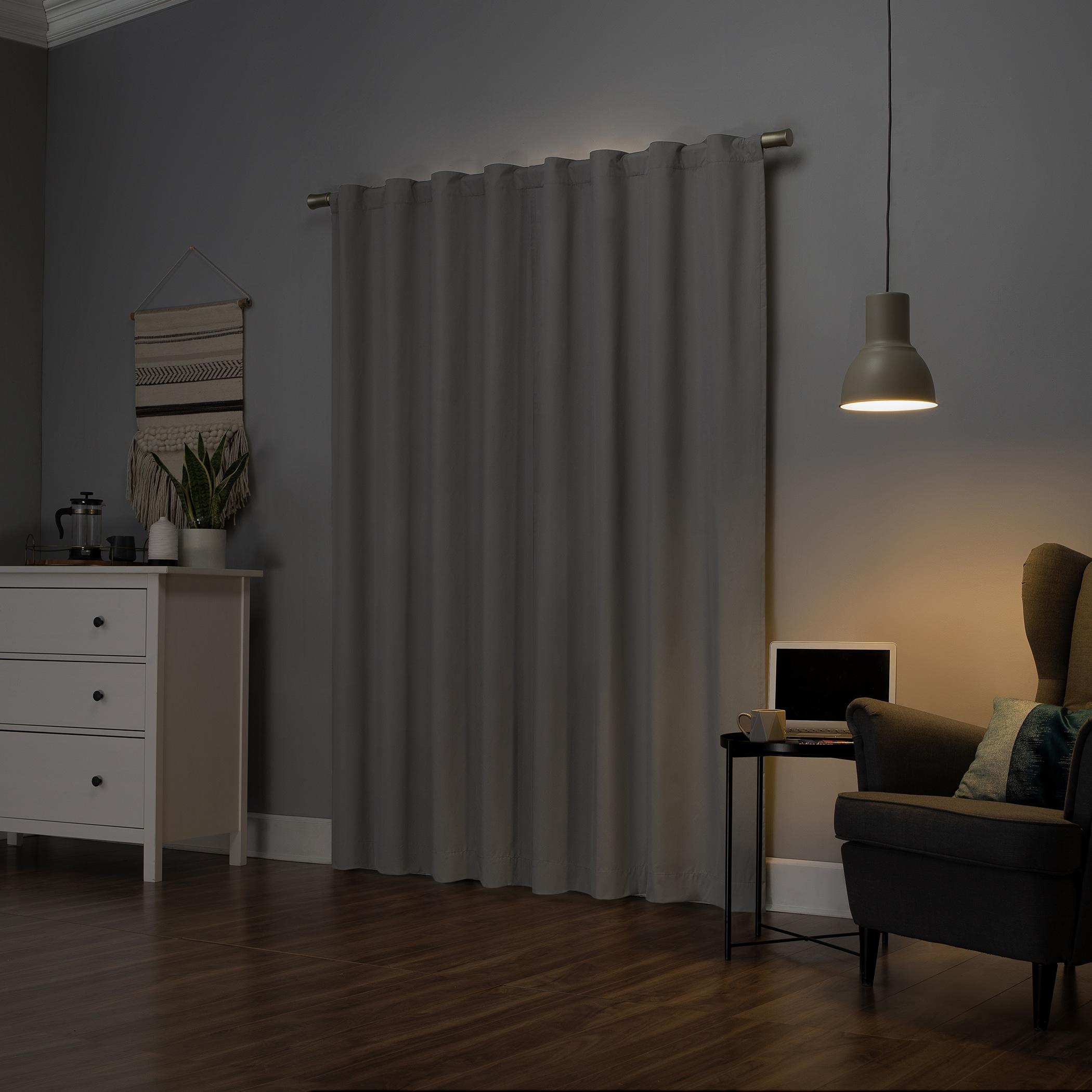 40"x96" Sun Zero 100% Blackout Cyrus Thermal Back Tab Curtain Panel Silver: Modern Indoor 96 Inch Polyester Drapery