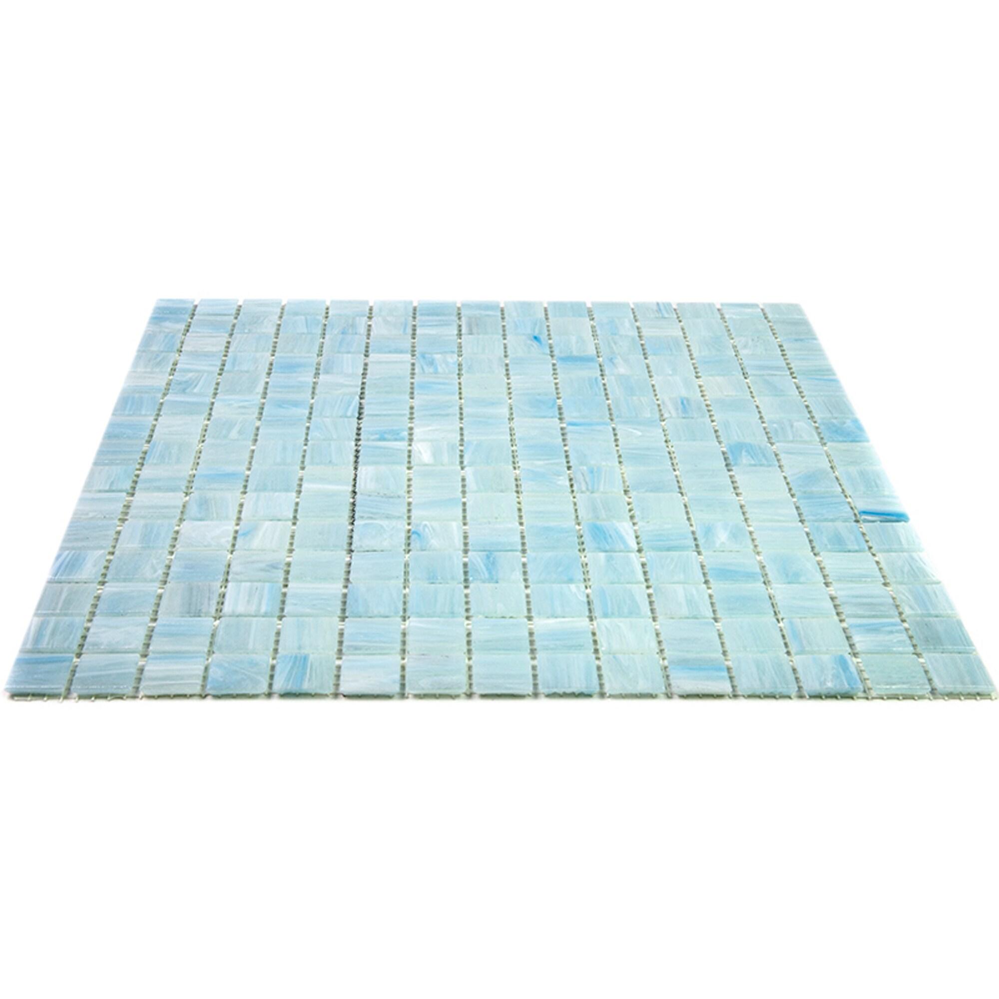 Apollo Tile Celestial 12 in. x 12 in. Glossy Yale Blue Glass Mosaic Wall and Floor Tile (10 sq. ft./case) (10-pack)