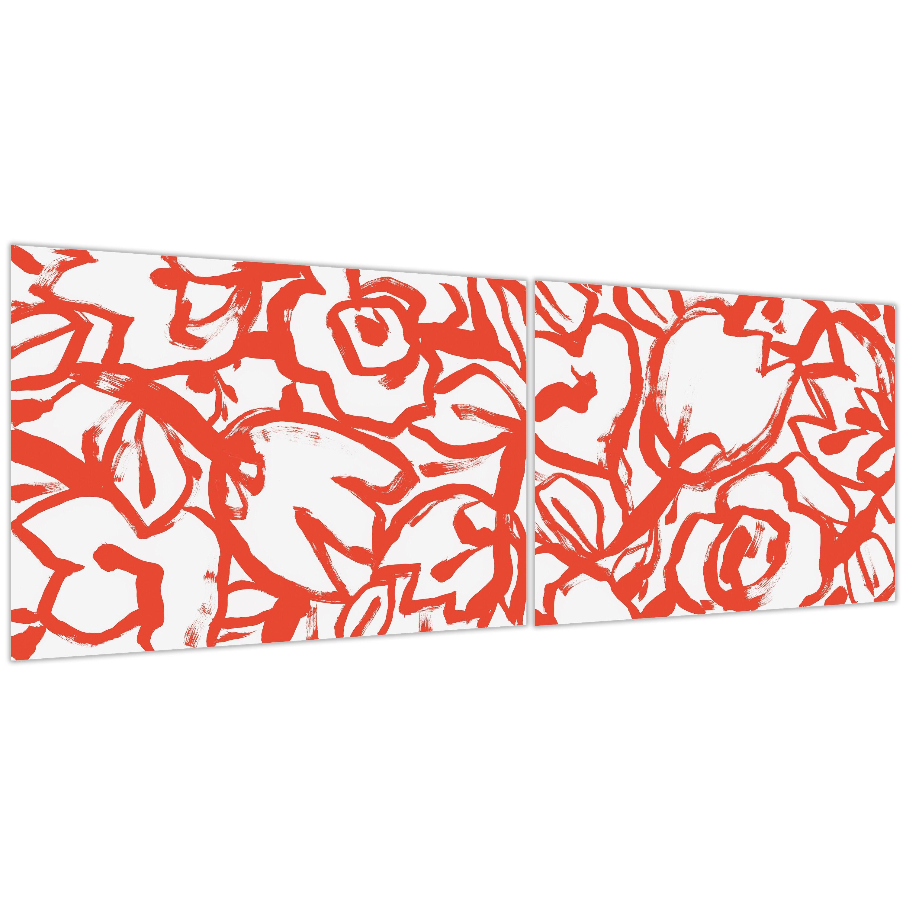 Empire Art Direct " Scarlet Blooms I & II " 2 - Pieces