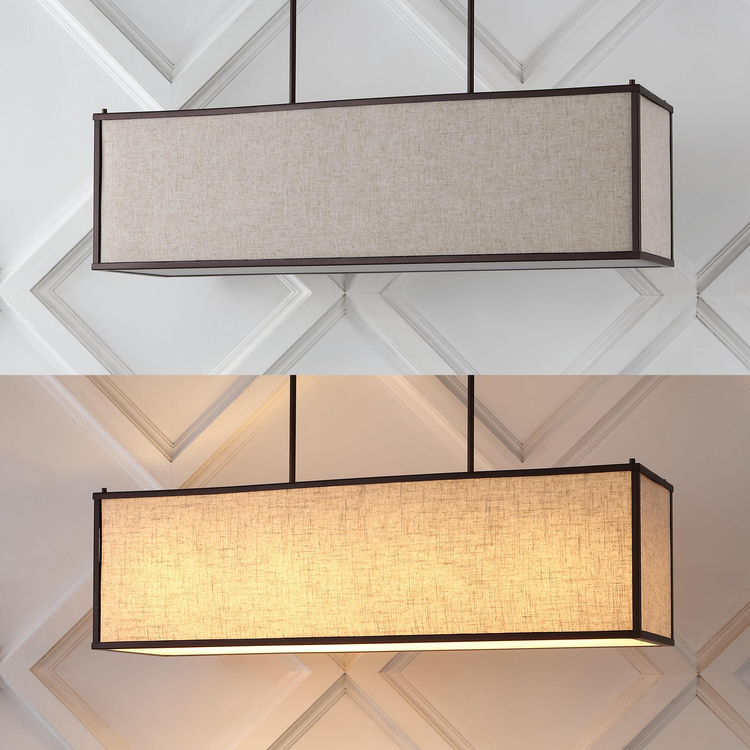 JONATHAN Y JYL1312A Cole 42" 4-Light Rectangular Linen Iron Linear LED Pendant, Farmhouse, Industrial, Coastal, Contemporary, Modern, Minimalist for Bedroom, Living Room, Office, Oil Rubbed Bronze