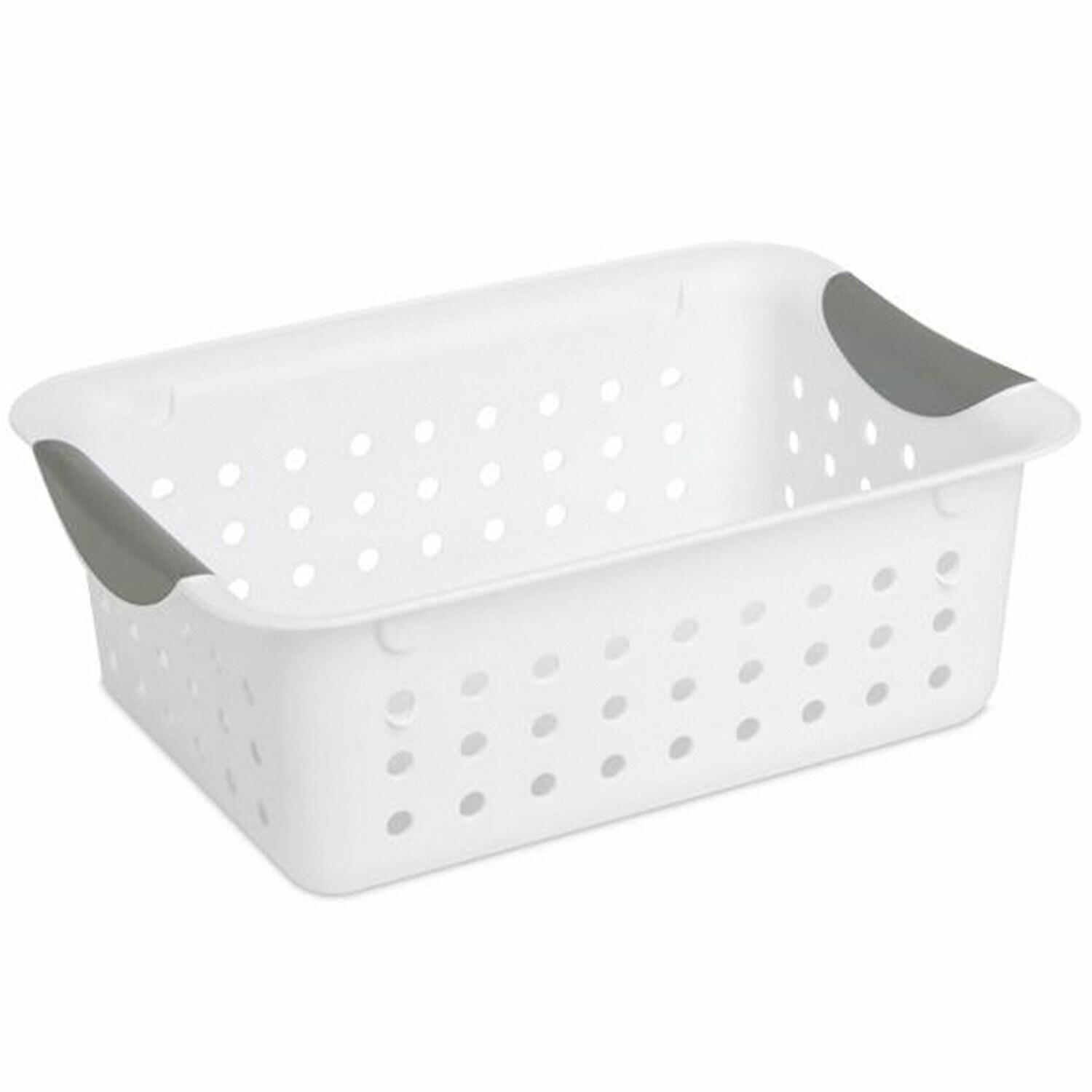 Sterilite Small Ultra Basket, Storage Bin to Organize Closets, Cabinets, Pantry, Shelving and Countertop Space, White, 12-Pack