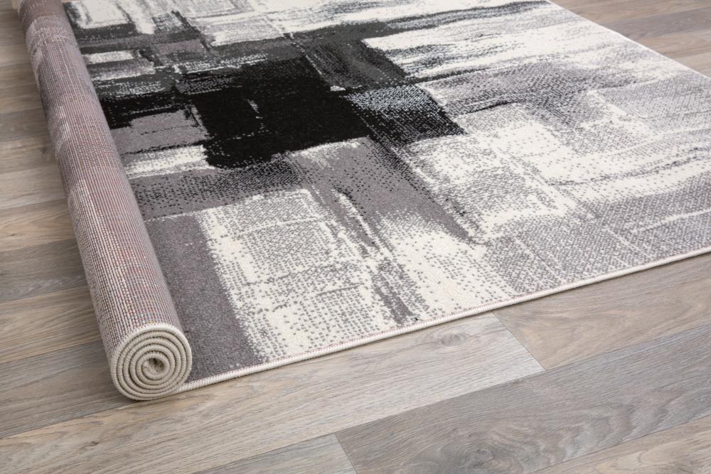 World Rug Gallery Contemporary Modern Abstract Black 5' x 7' Area Rug:  Stain-Resistant,  Pet Friendly,  Low Pile,  Indoor Use